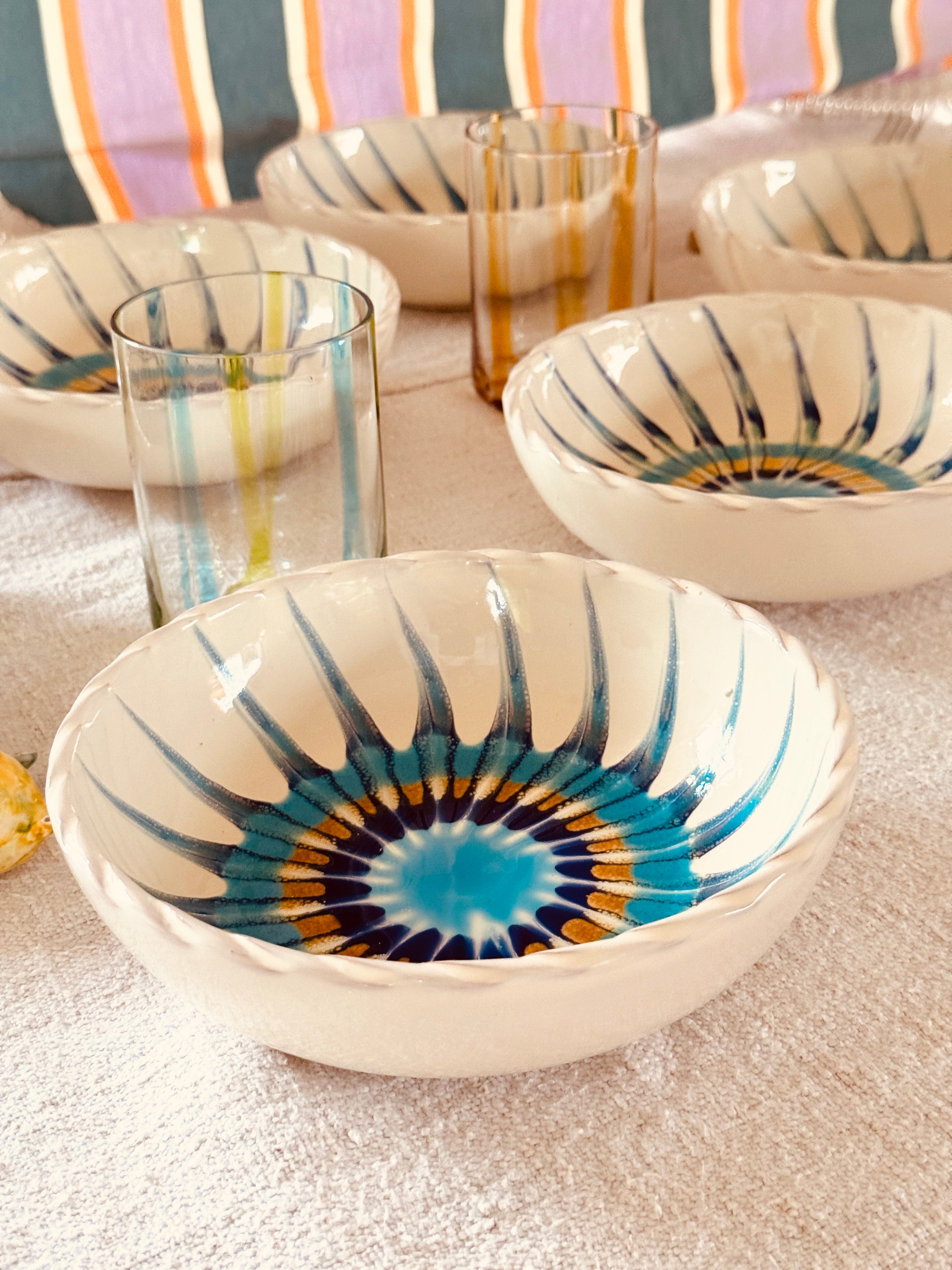 Handgefertigte Pastaschalen 19 cm | 6er Set "Riviera Mix"