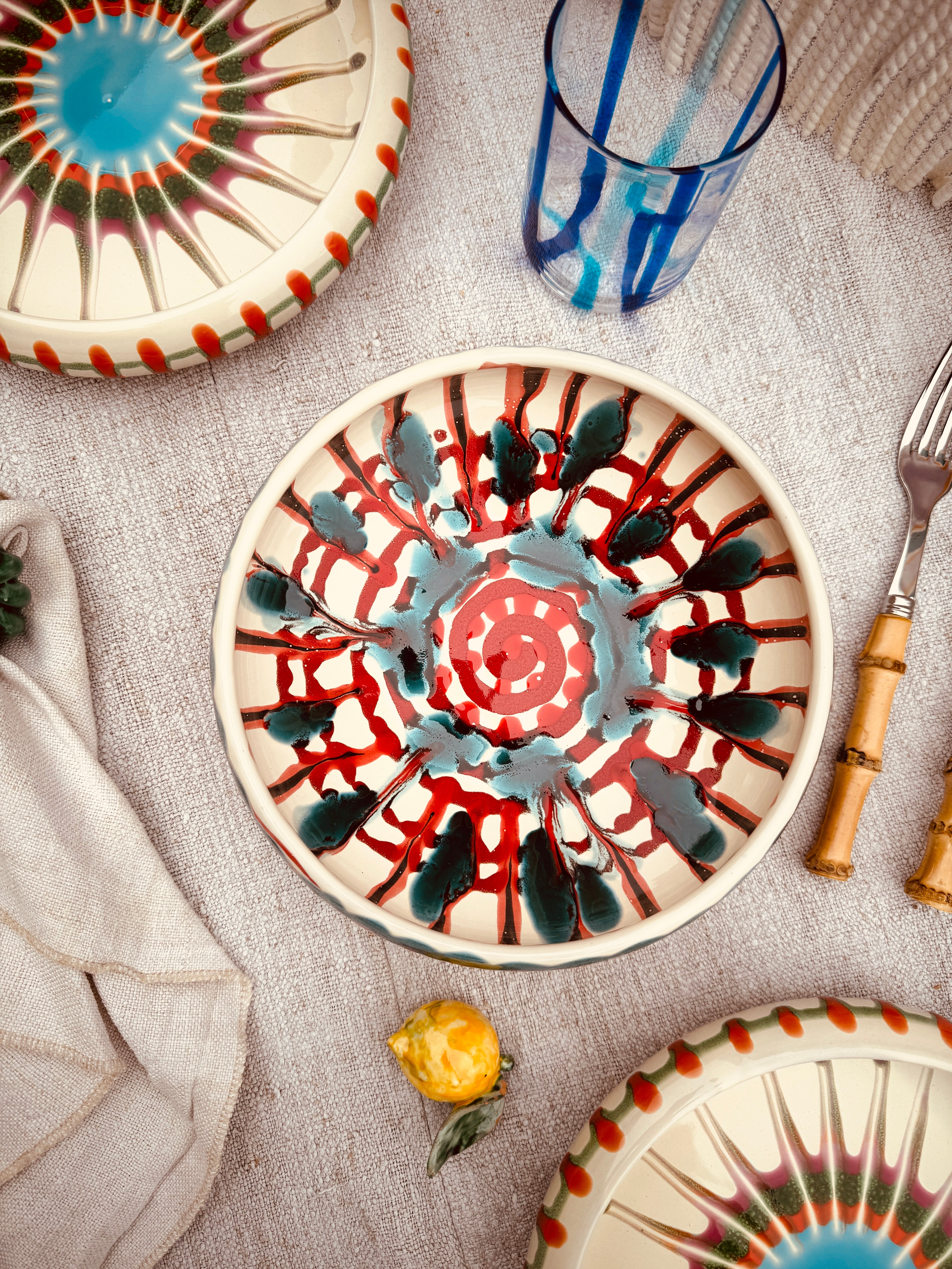 Psychodelic Schale – 21 cm „Bordo Tornito“ – Einzelstück