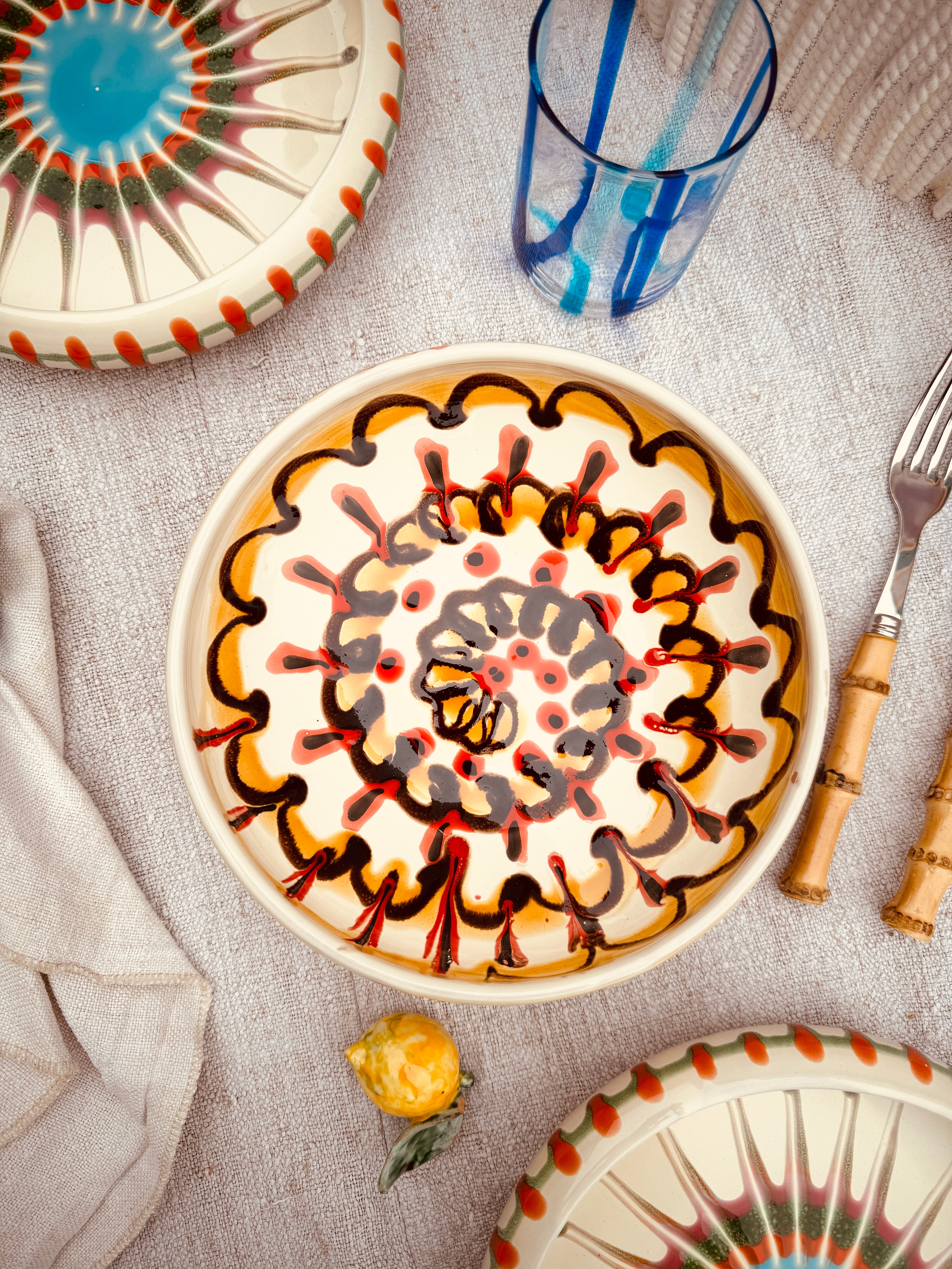 Psychodelic Schale – 21 cm „Bordo Tornito“ – Einzelstück