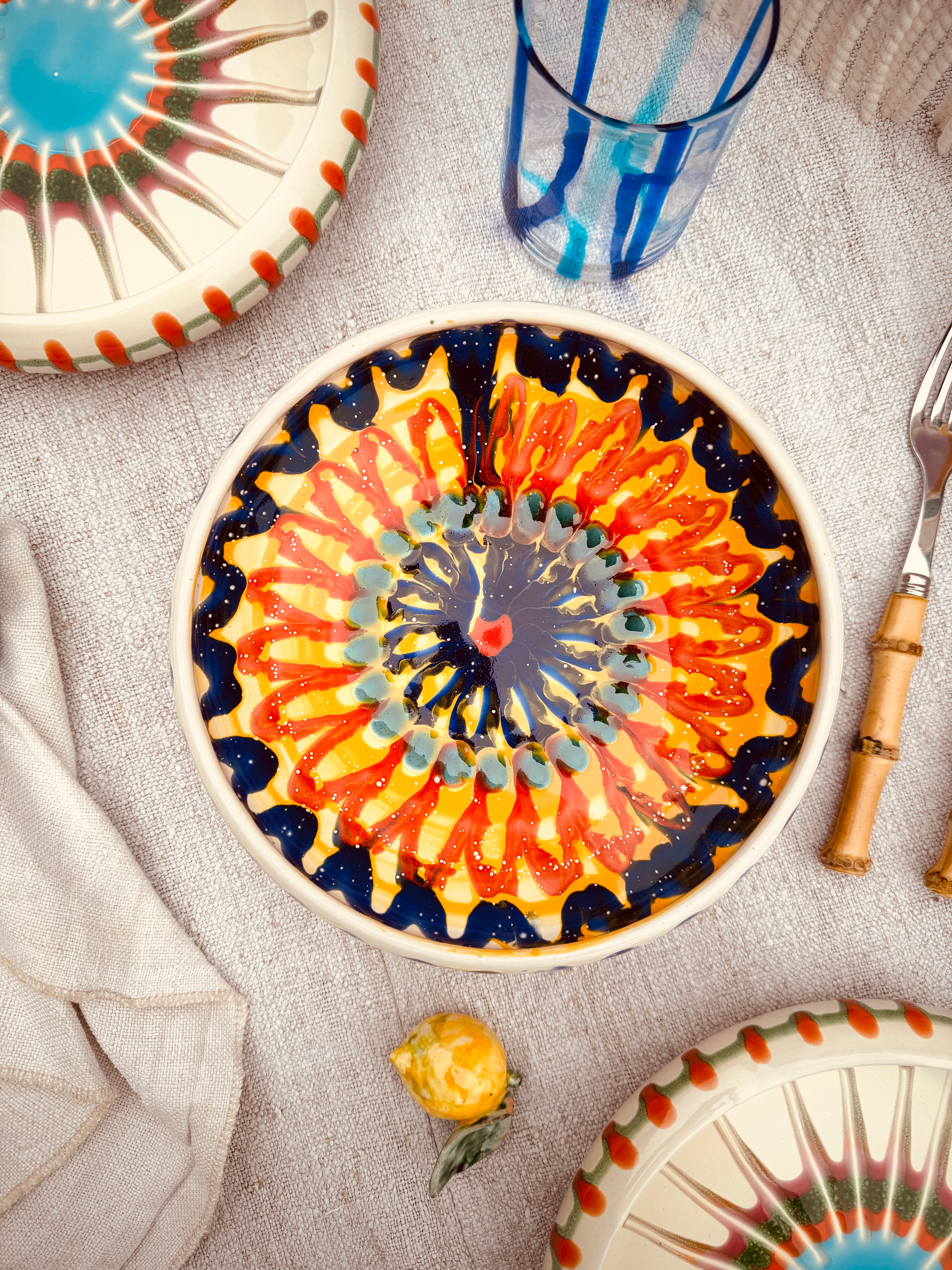 Psychodelic Schale – 21 cm „Bordo Tornito“ – Einzelstück