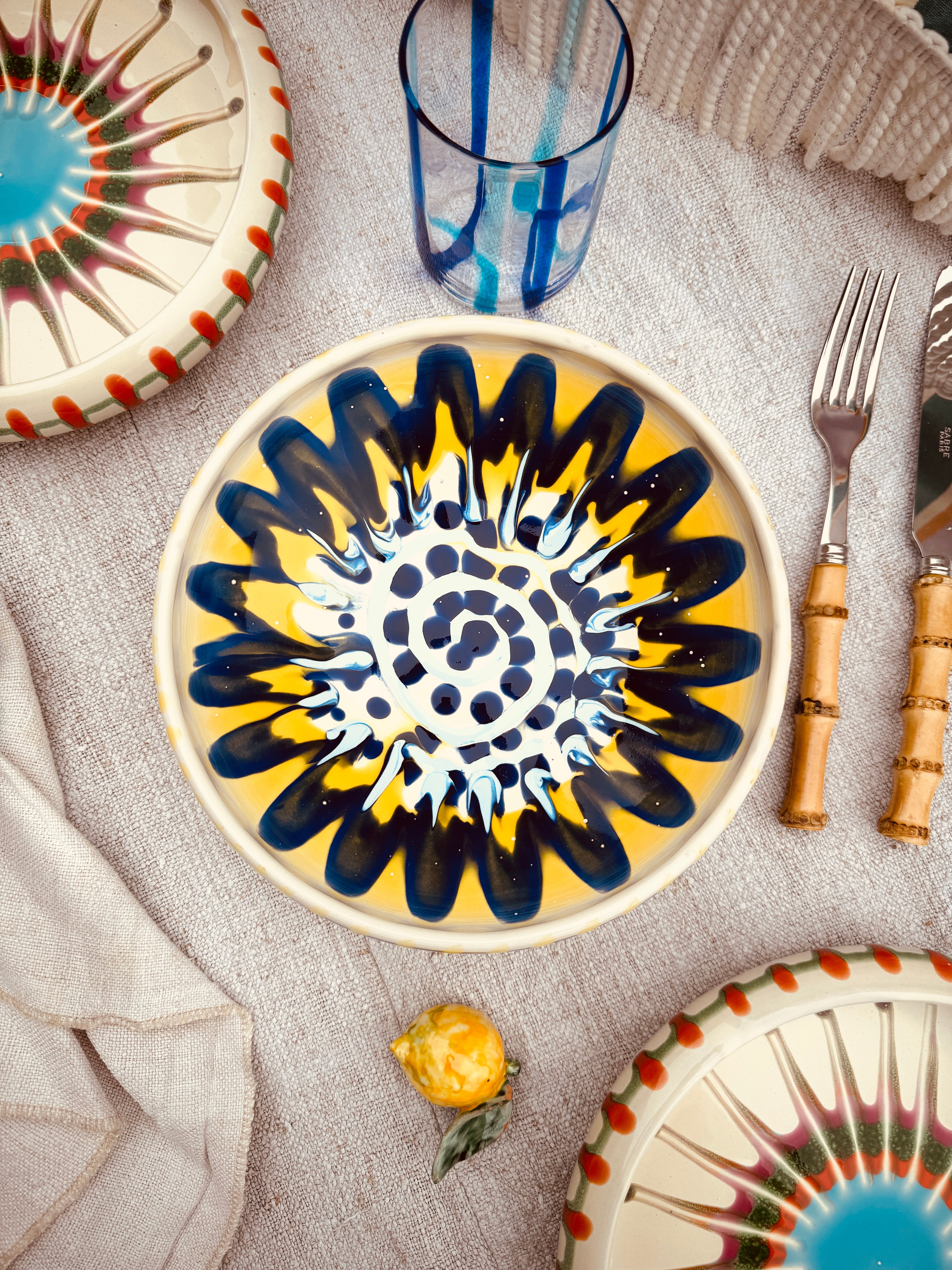 Psychodelic Schale – 21 cm „Bordo Tornito“ – Einzelstück