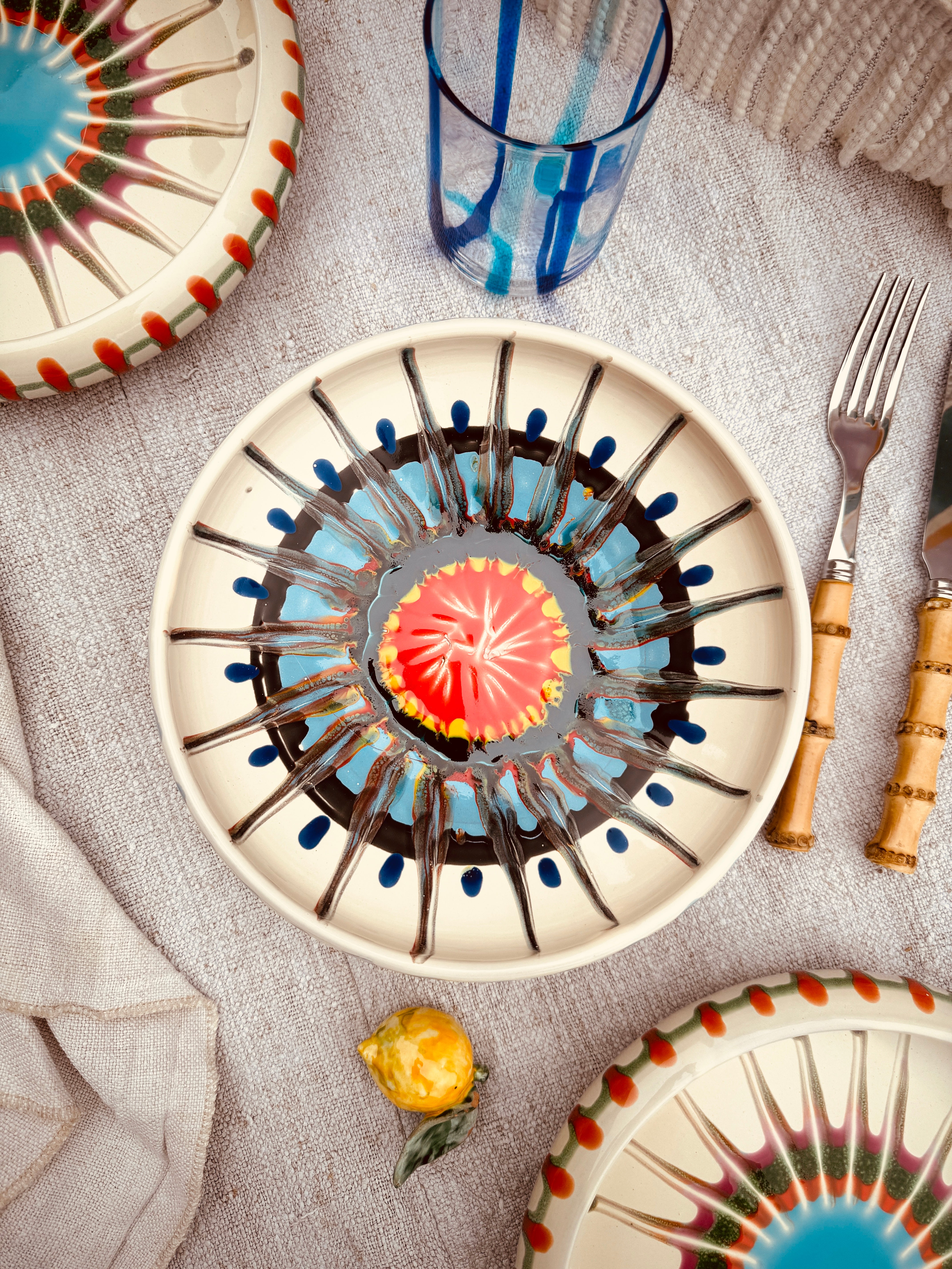 Psychodelic Schale – 21 cm „Bordo Tornito“ – Einzelstück