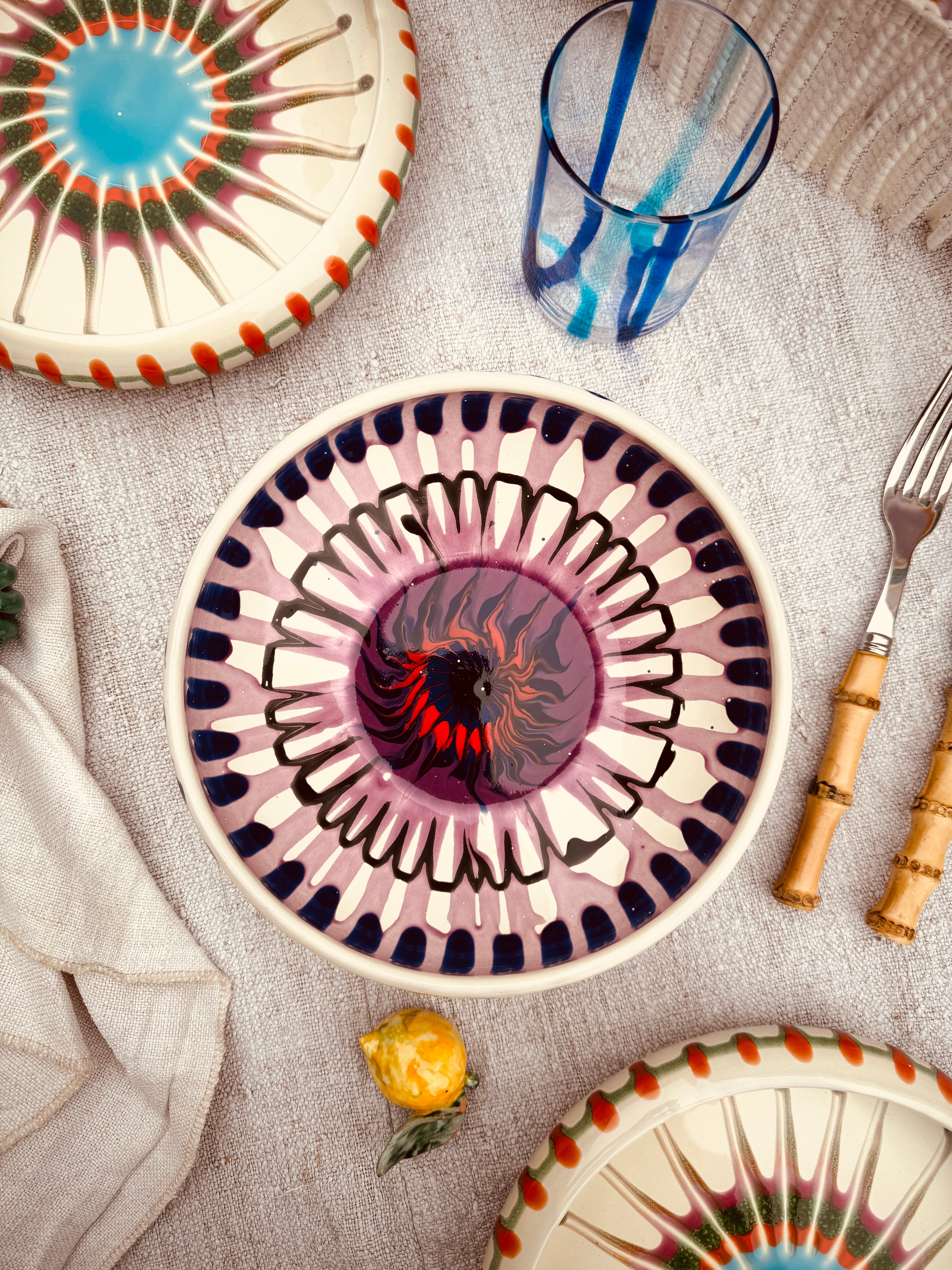 Psychodelic Schale – 21 cm „Bordo Tornito“ – Einzelstück