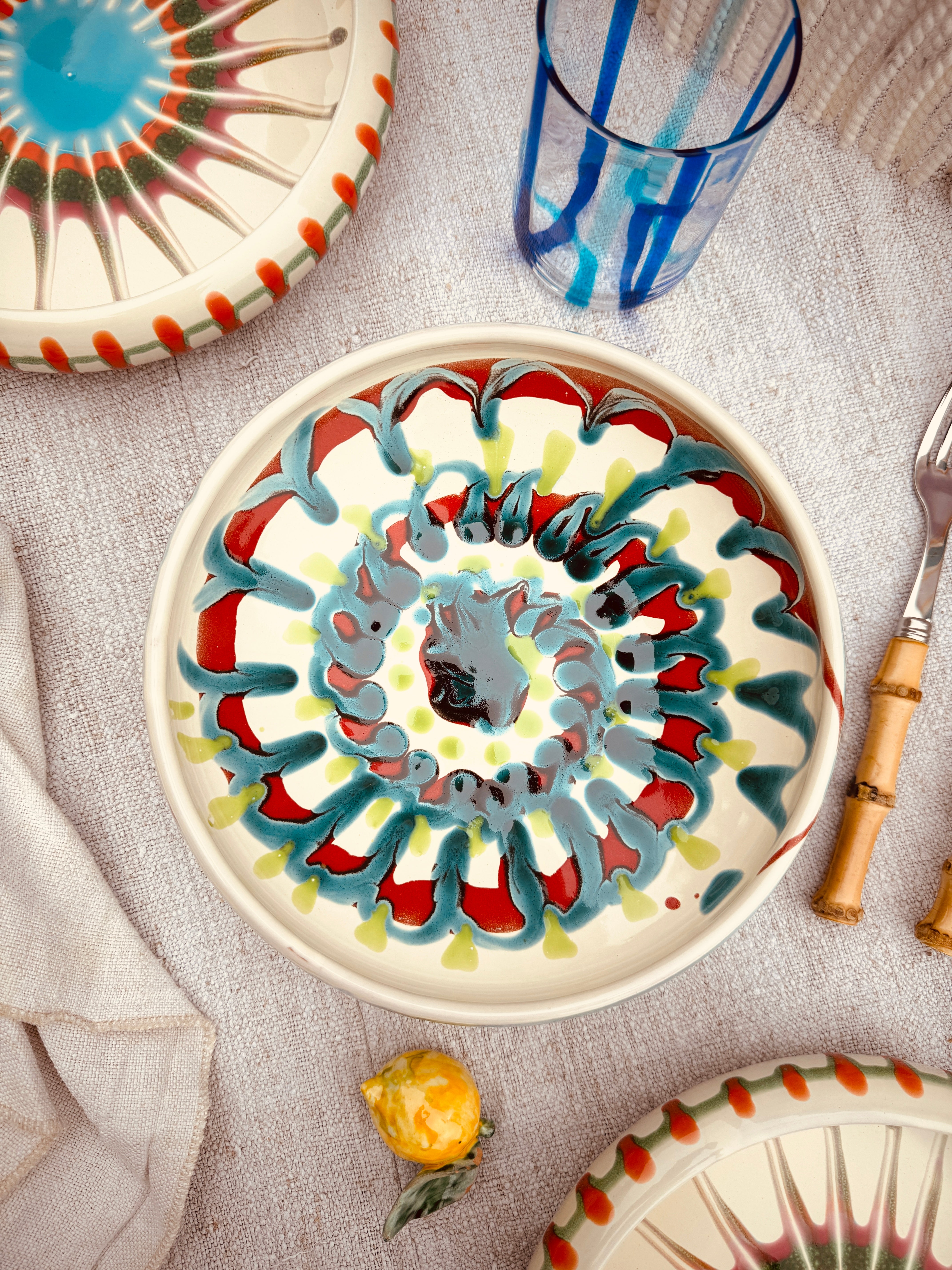 Psychodelic Schale – 21 cm „Bordo Tornito“ – Einzelstück