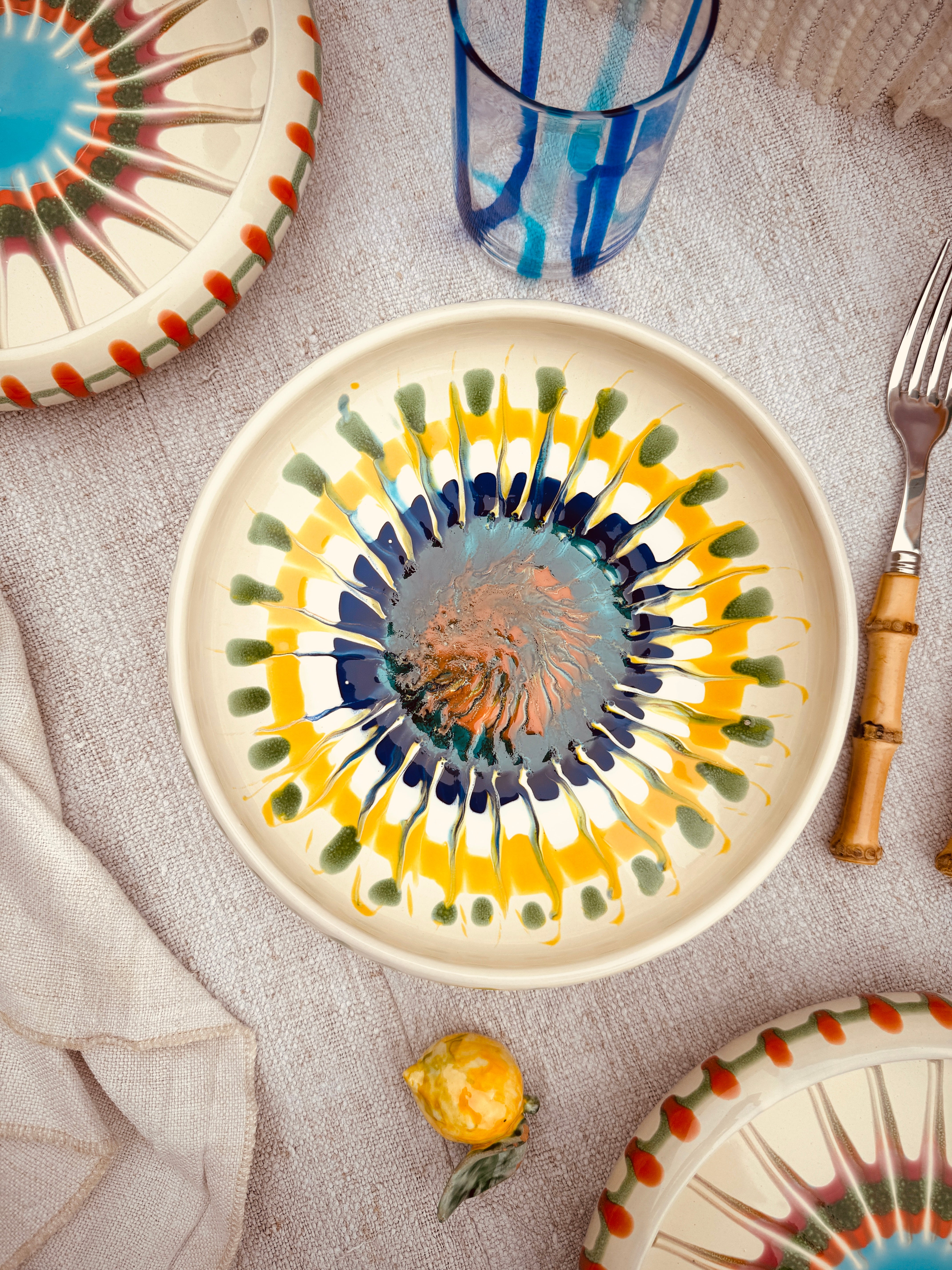 Psychodelic Schale – 21 cm „Bordo Tornito“ – Einzelstück