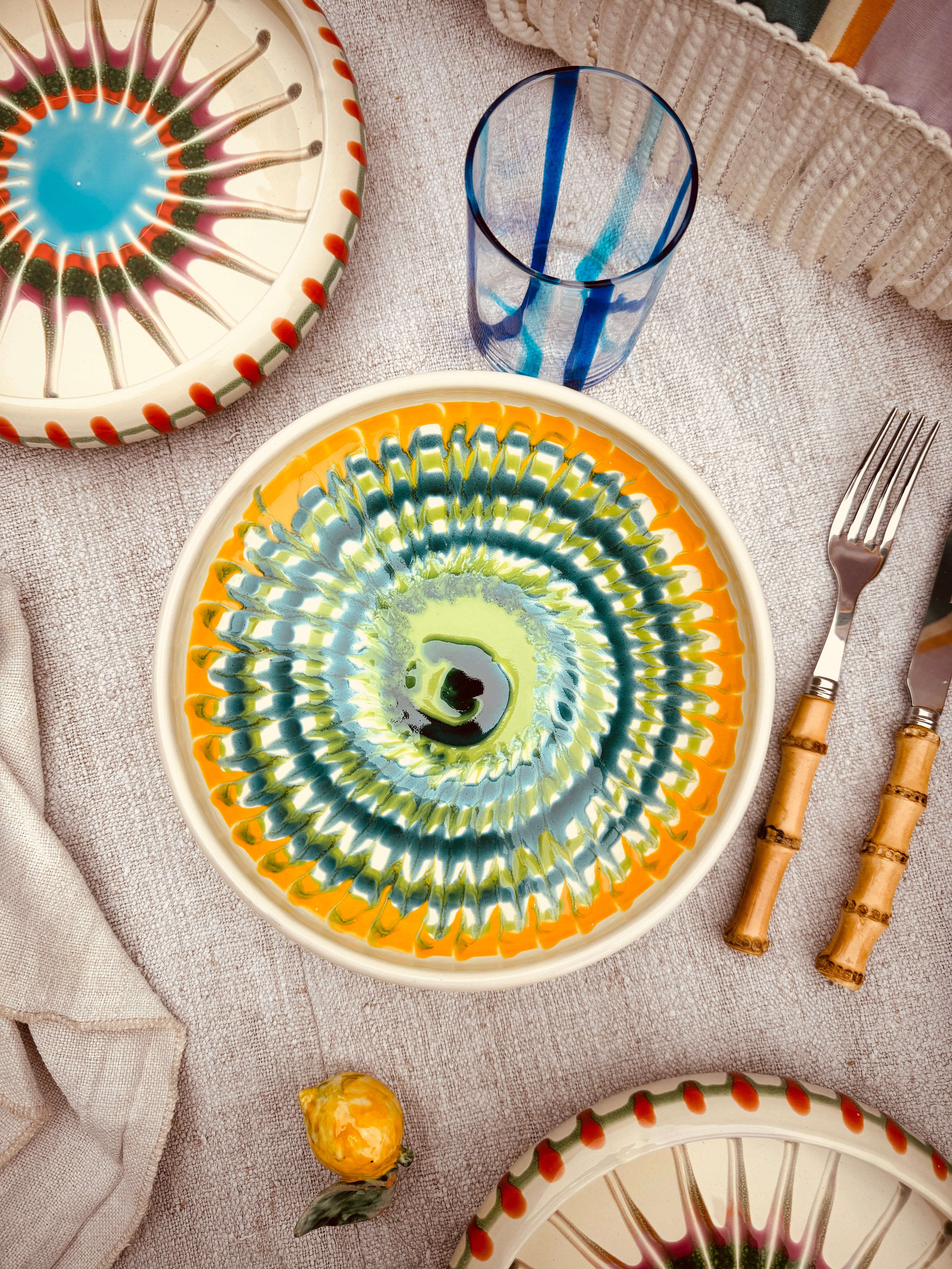 Psychodelic Schale – 21 cm „Bordo Tornito“ – Einzelstück