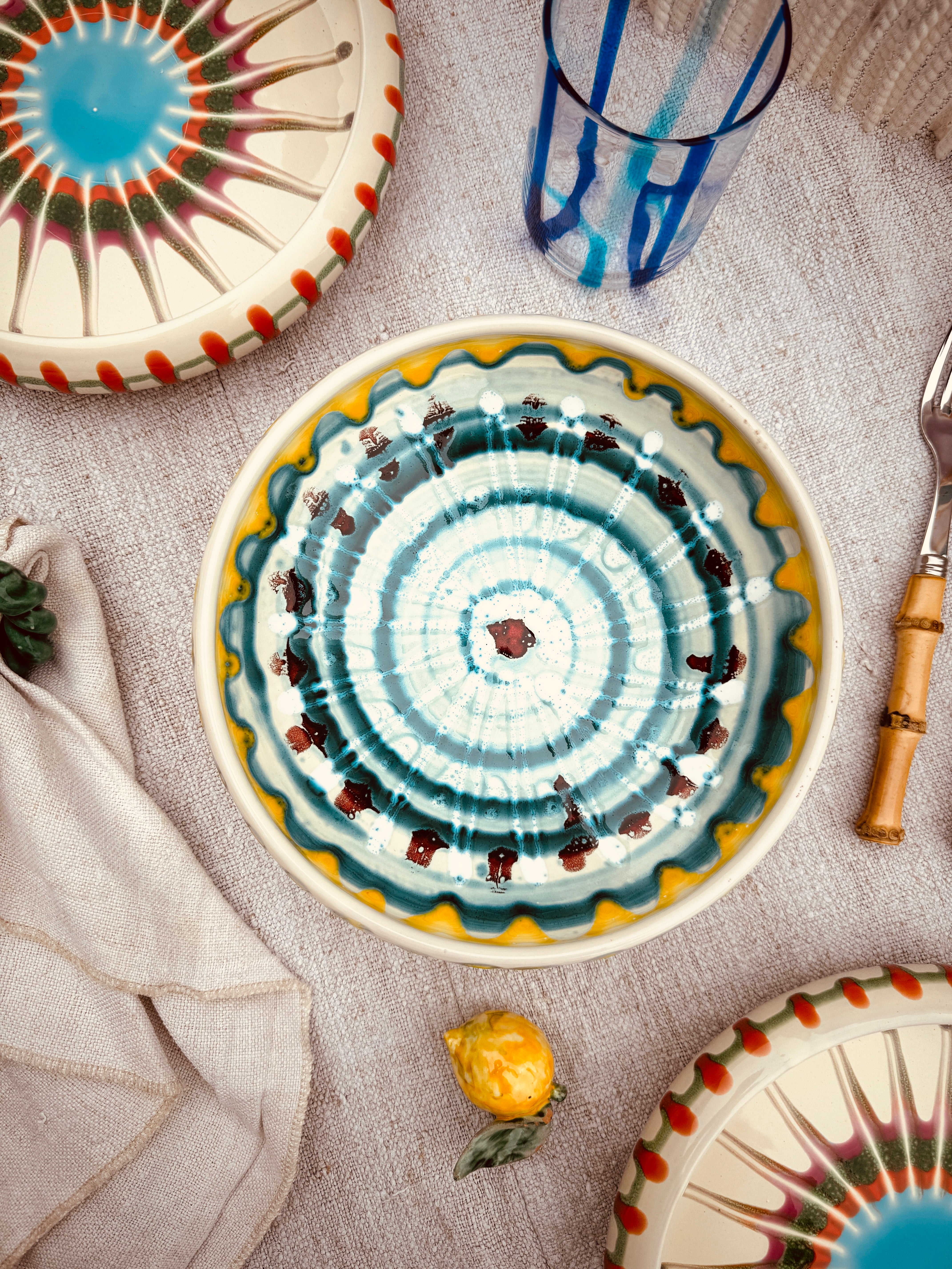 Psychodelic Schale – 21 cm „Bordo Tornito“ – Einzelstück