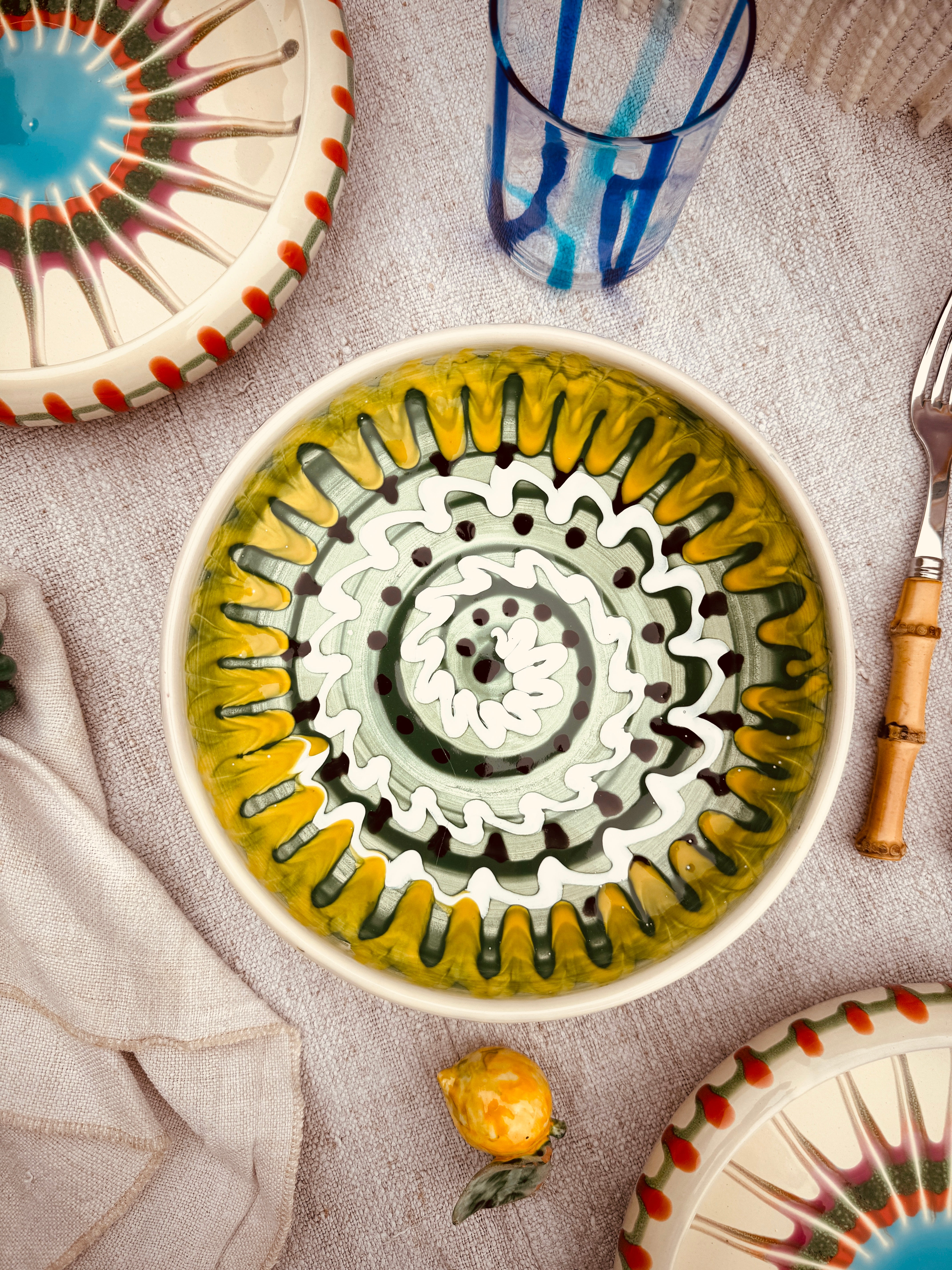 Psychodelic Schale – 21 cm „Bordo Tornito“ – Einzelstück