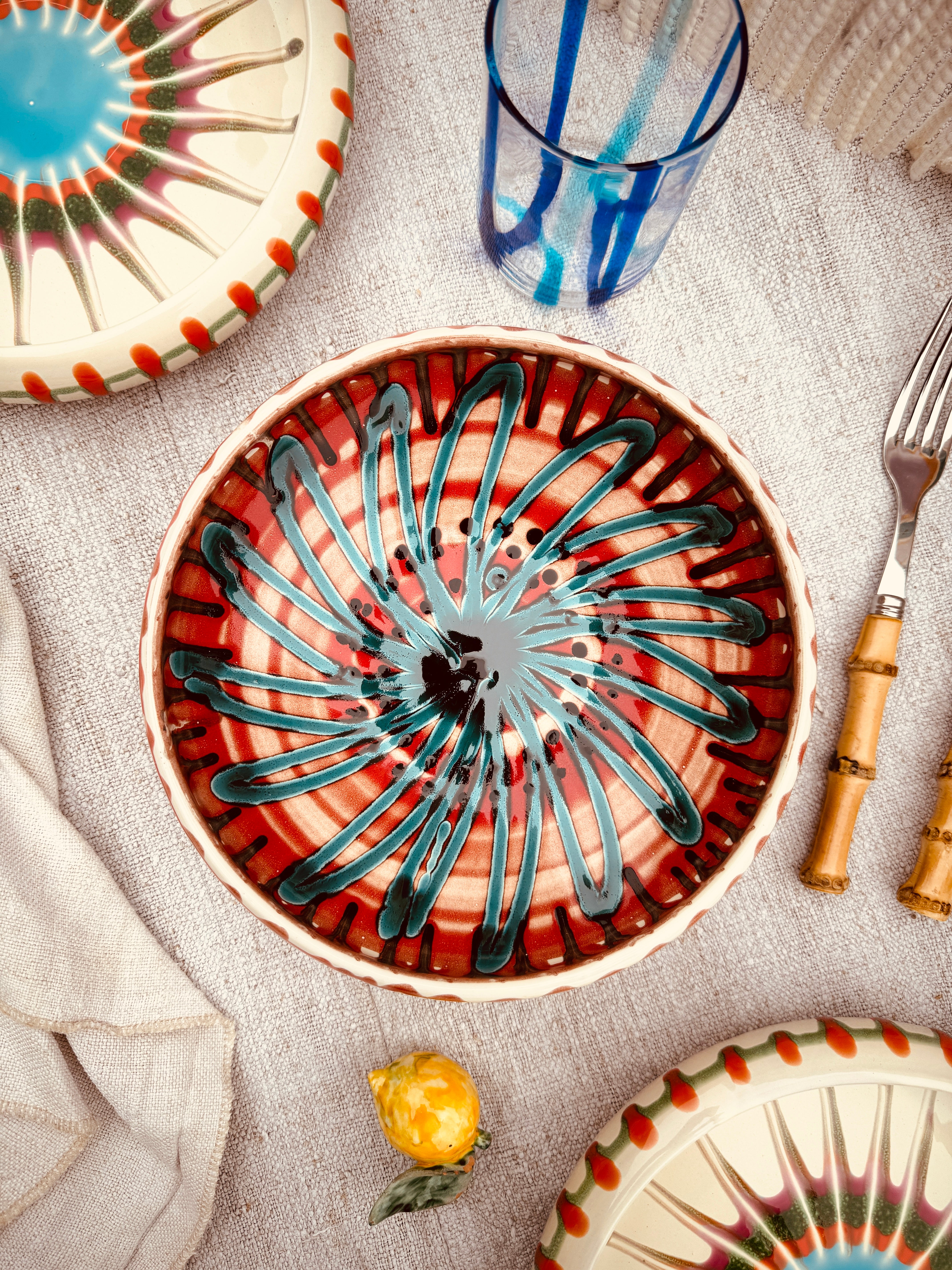 Psychodelic Schale – 21 cm „Bordo Tornito“ – Einzelstück