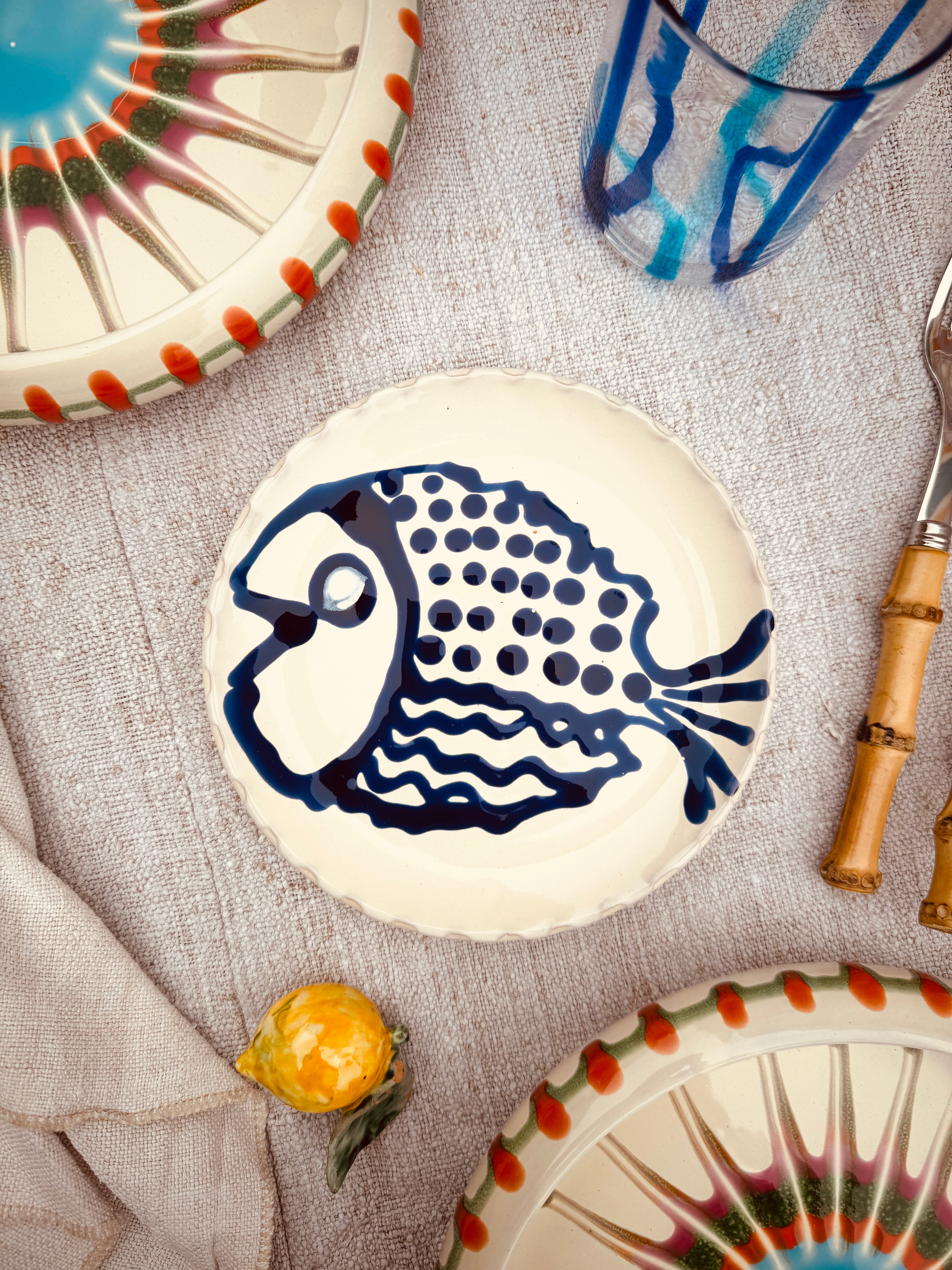 ! UNIKAT!  Brotteller 16cm "IL Pesce Pazzo" Einzelstück