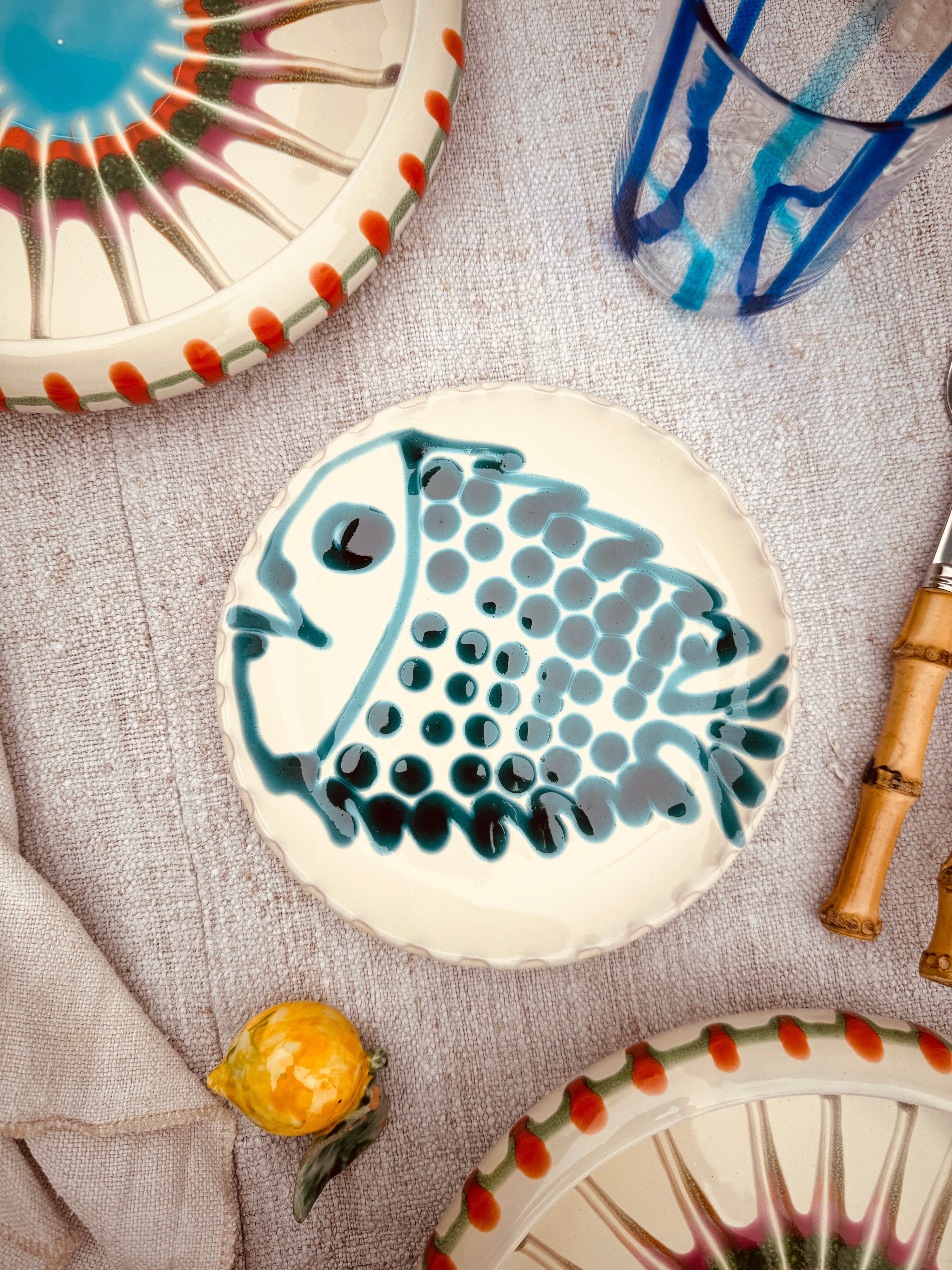 ! UNIKAT!  Brotteller 16cm "IL Pesce Pazzo" Einzelstück