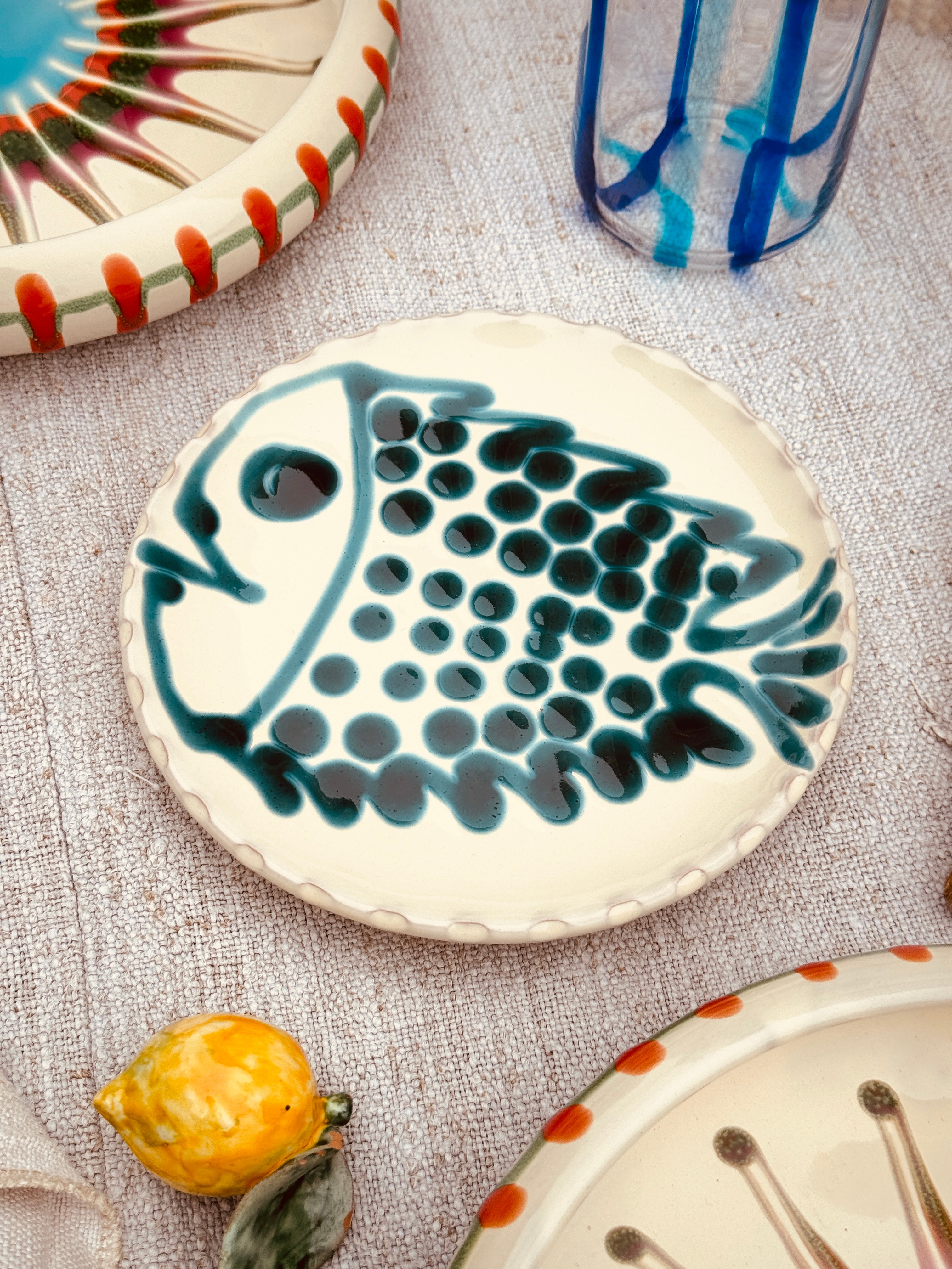 ! UNIKAT!  Brotteller 16cm "IL Pesce Pazzo" Einzelstück