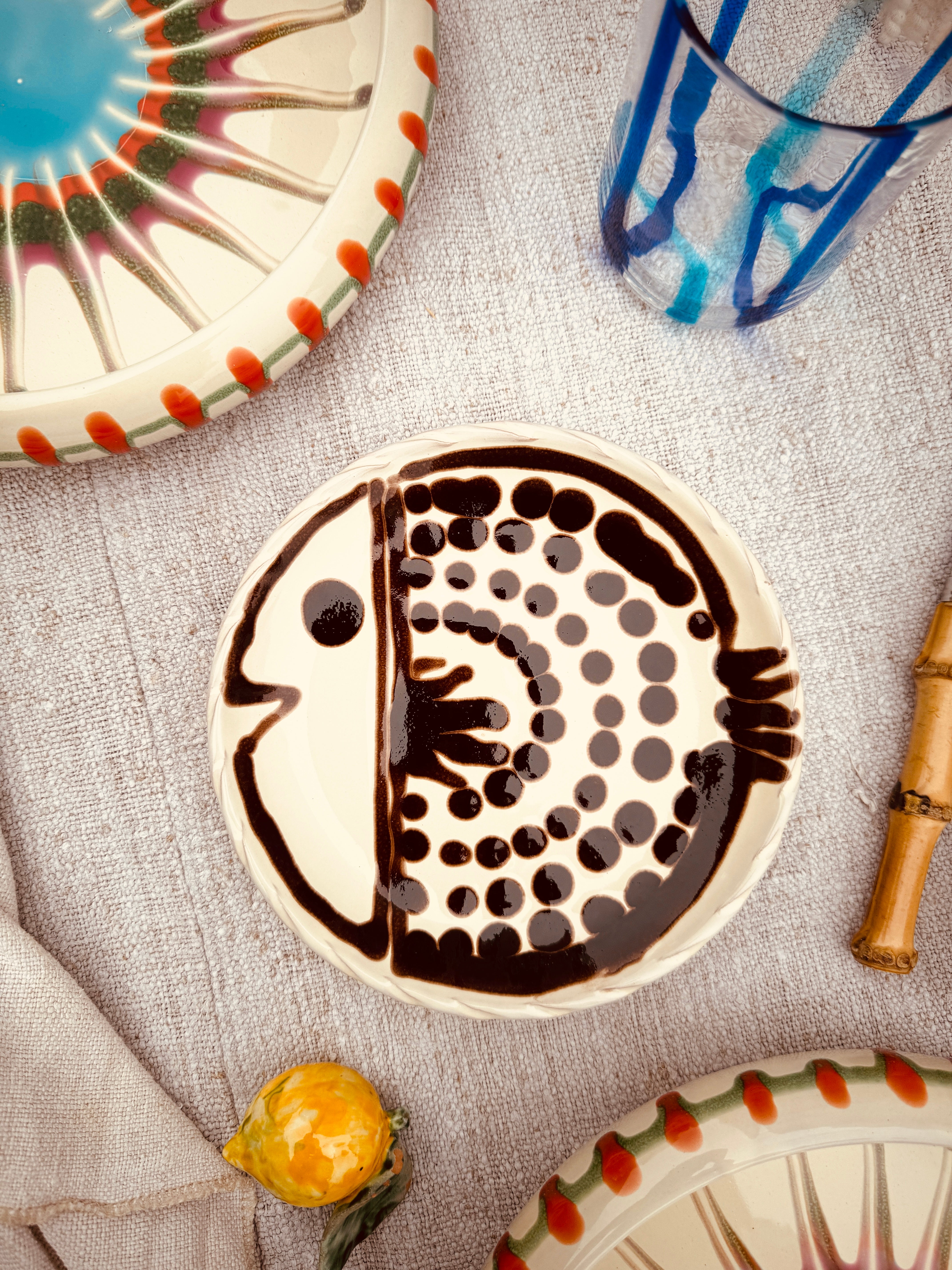 ! UNIKAT!  Brotteller 16cm "IL Pesce Pazzo" Einzelstück