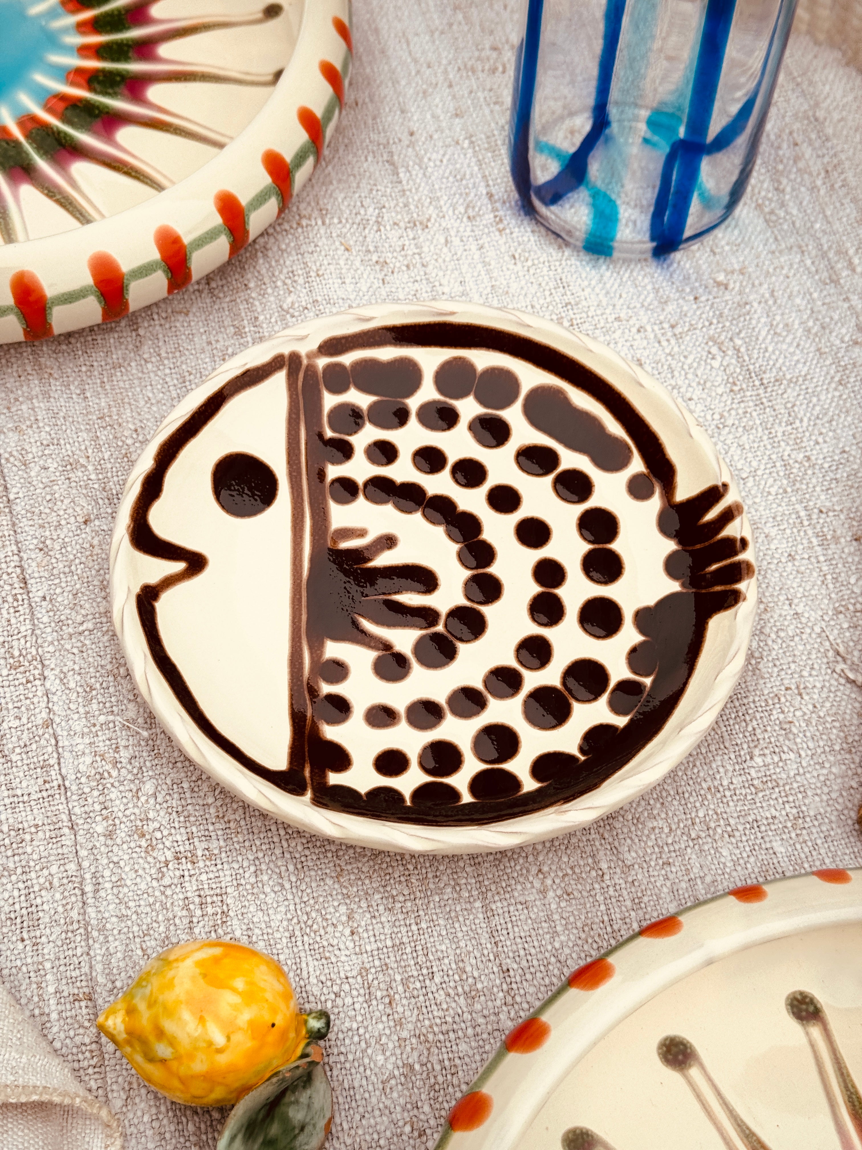 ! UNIKAT!  Brotteller 16cm "IL Pesce Pazzo" Einzelstück