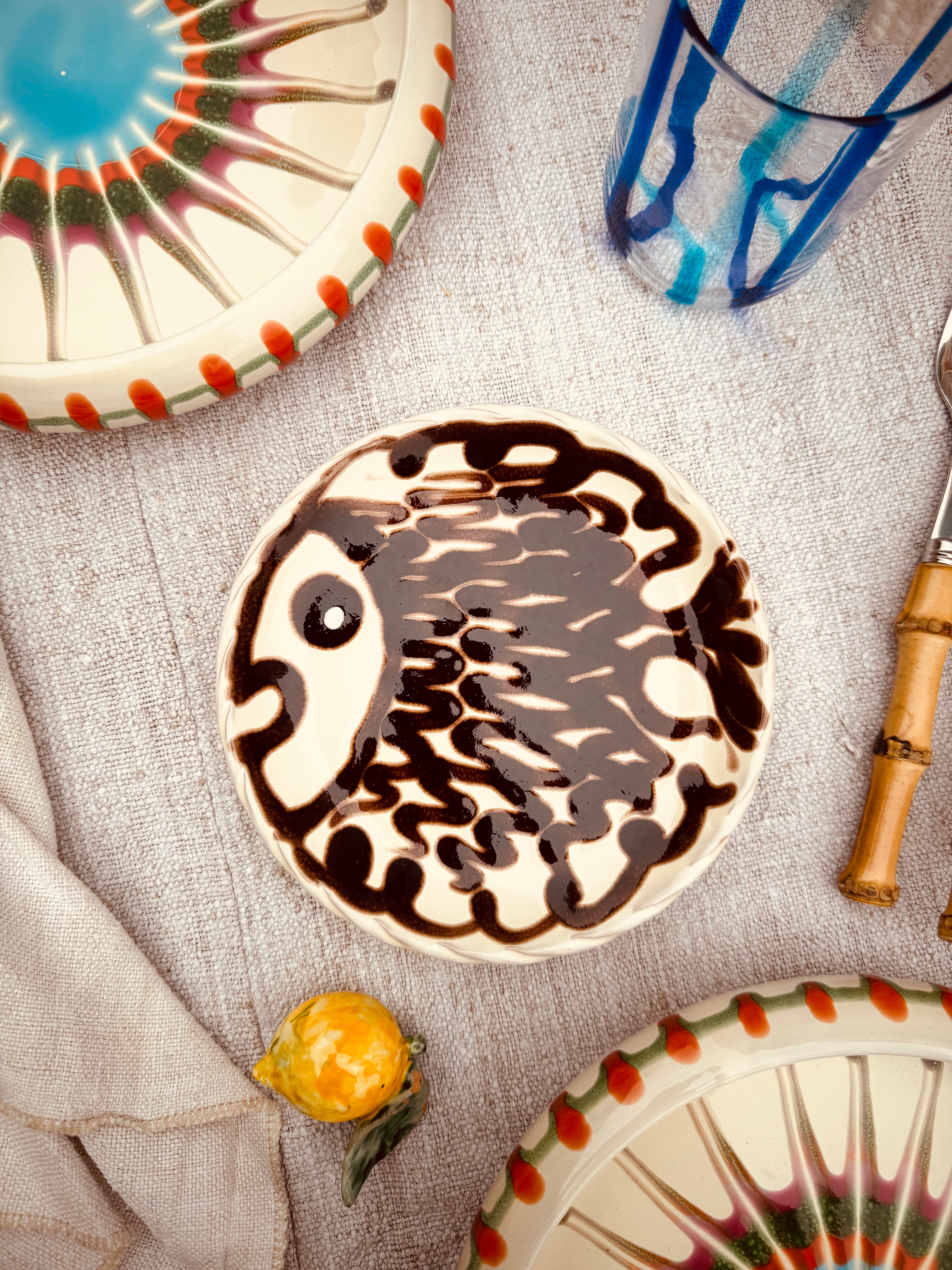 ! UNIKAT!  Brotteller 16cm "IL Pesce Pazzo" Einzelstück