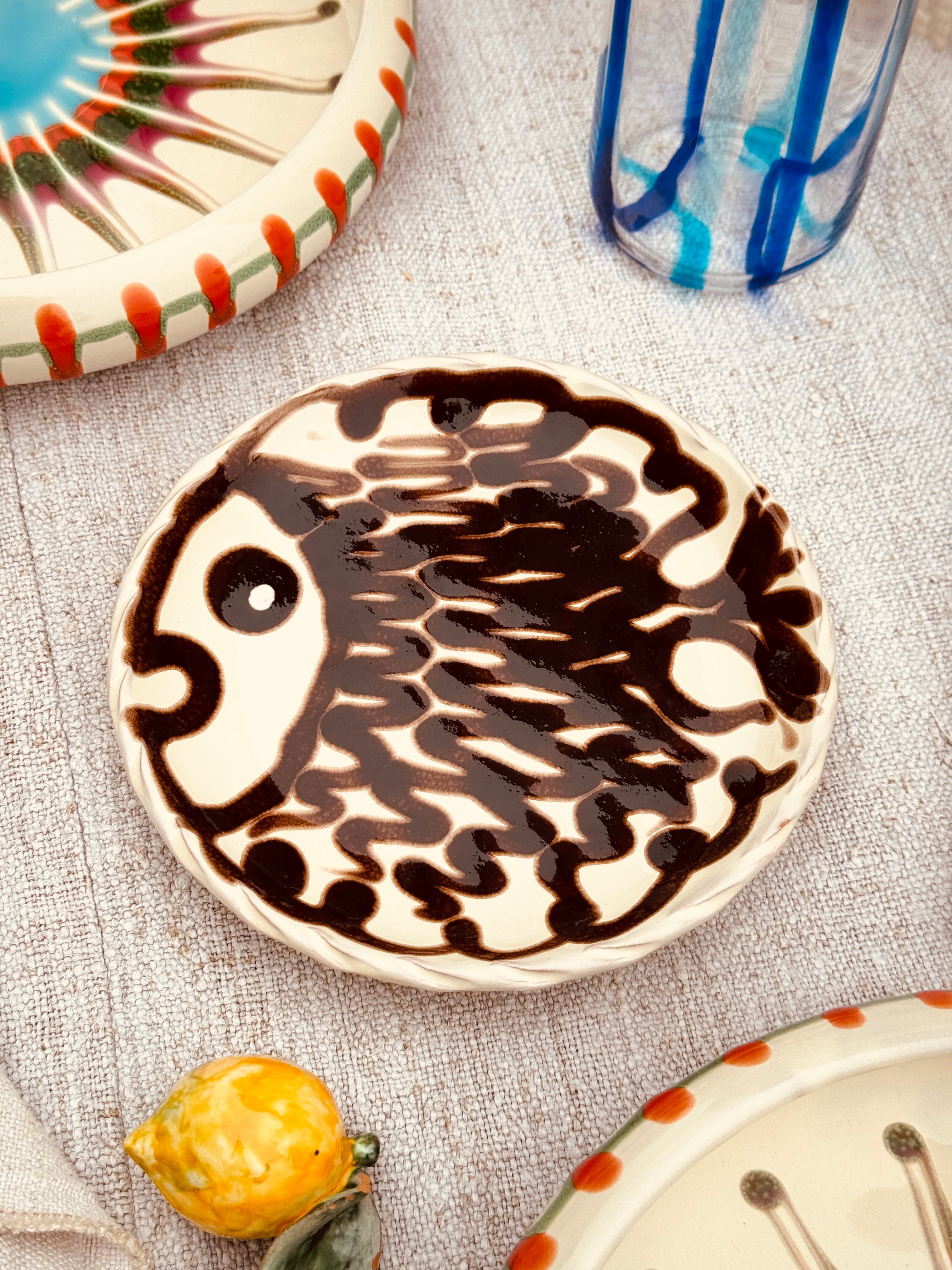 ! UNIKAT!  Brotteller 16cm "IL Pesce Pazzo" Einzelstück