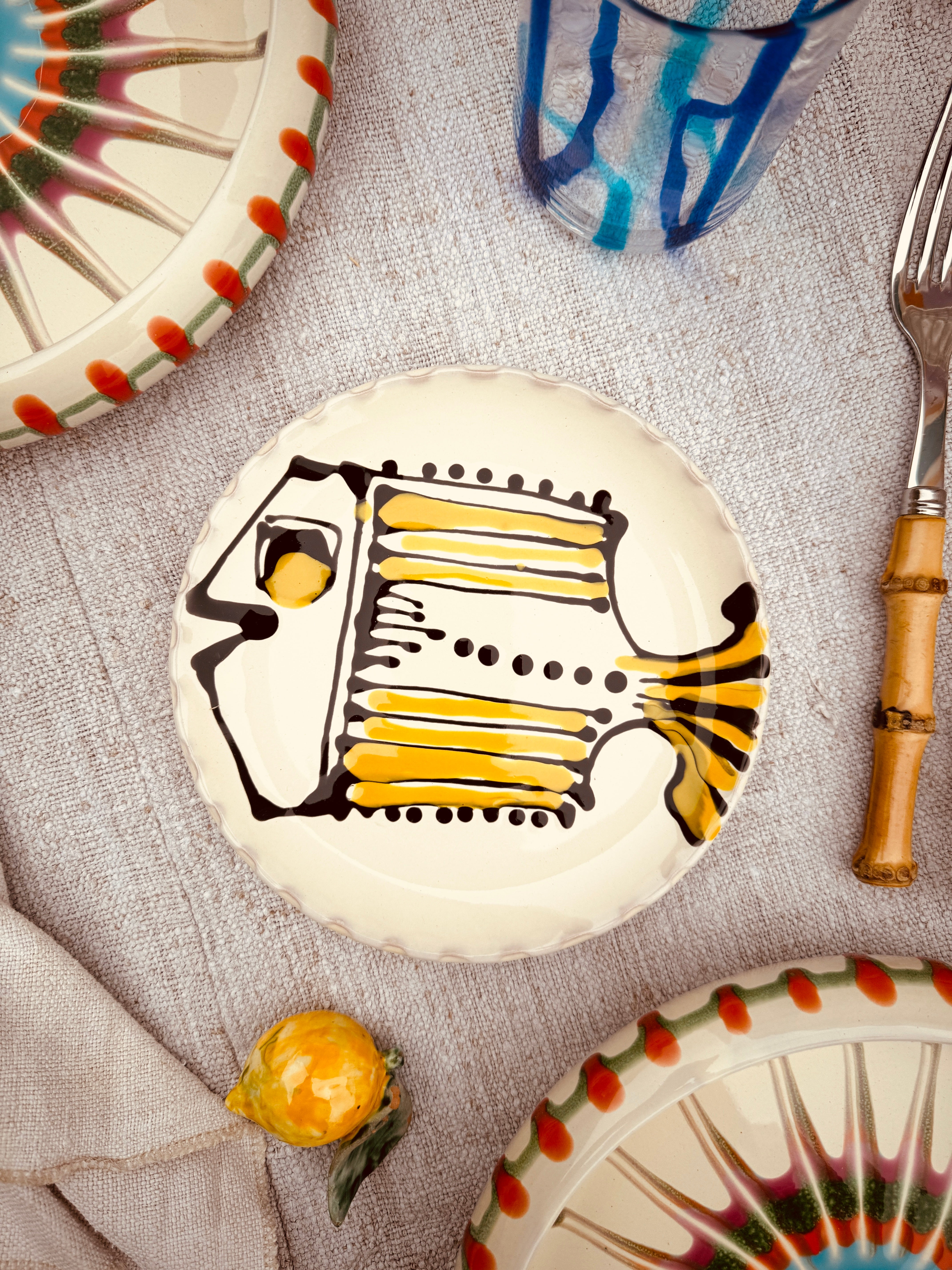 ! UNIKAT!  Brotteller 16cm "IL Pesce Pazzo" Einzelstück