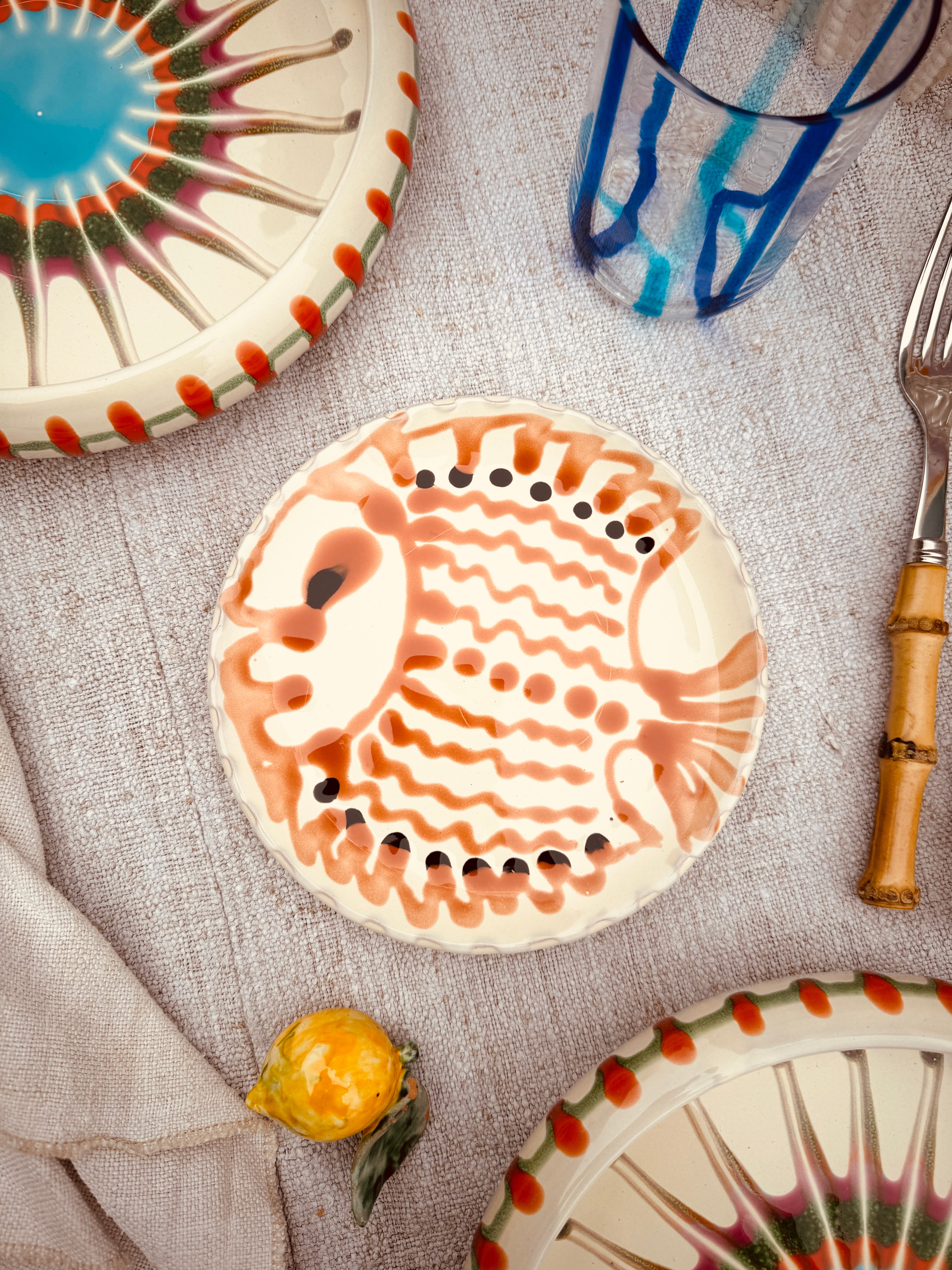 ! UNIKAT!  Brotteller 16cm "IL Pesce Pazzo" Einzelstück