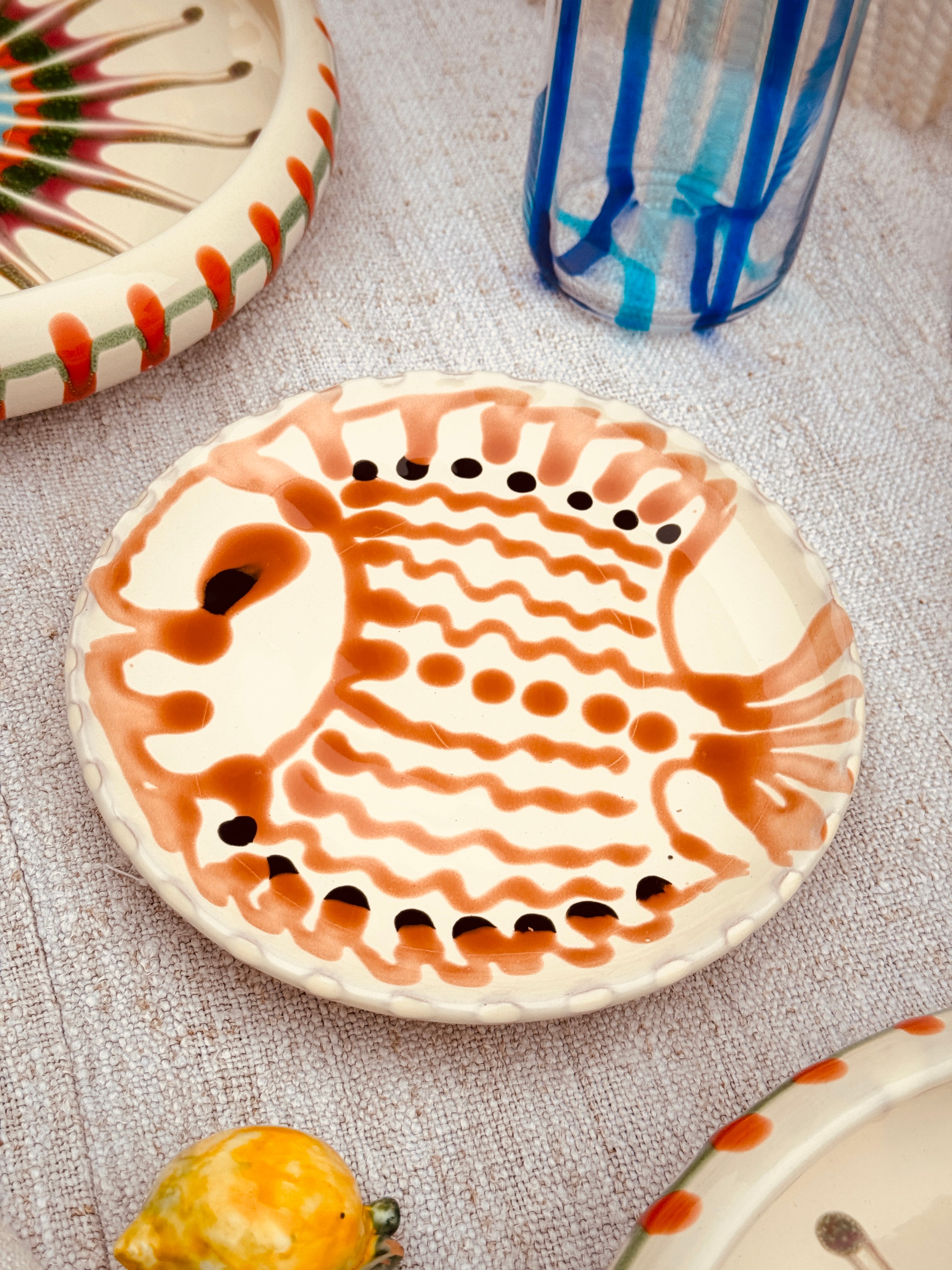 ! UNIKAT!  Brotteller 16cm "IL Pesce Pazzo" Einzelstück