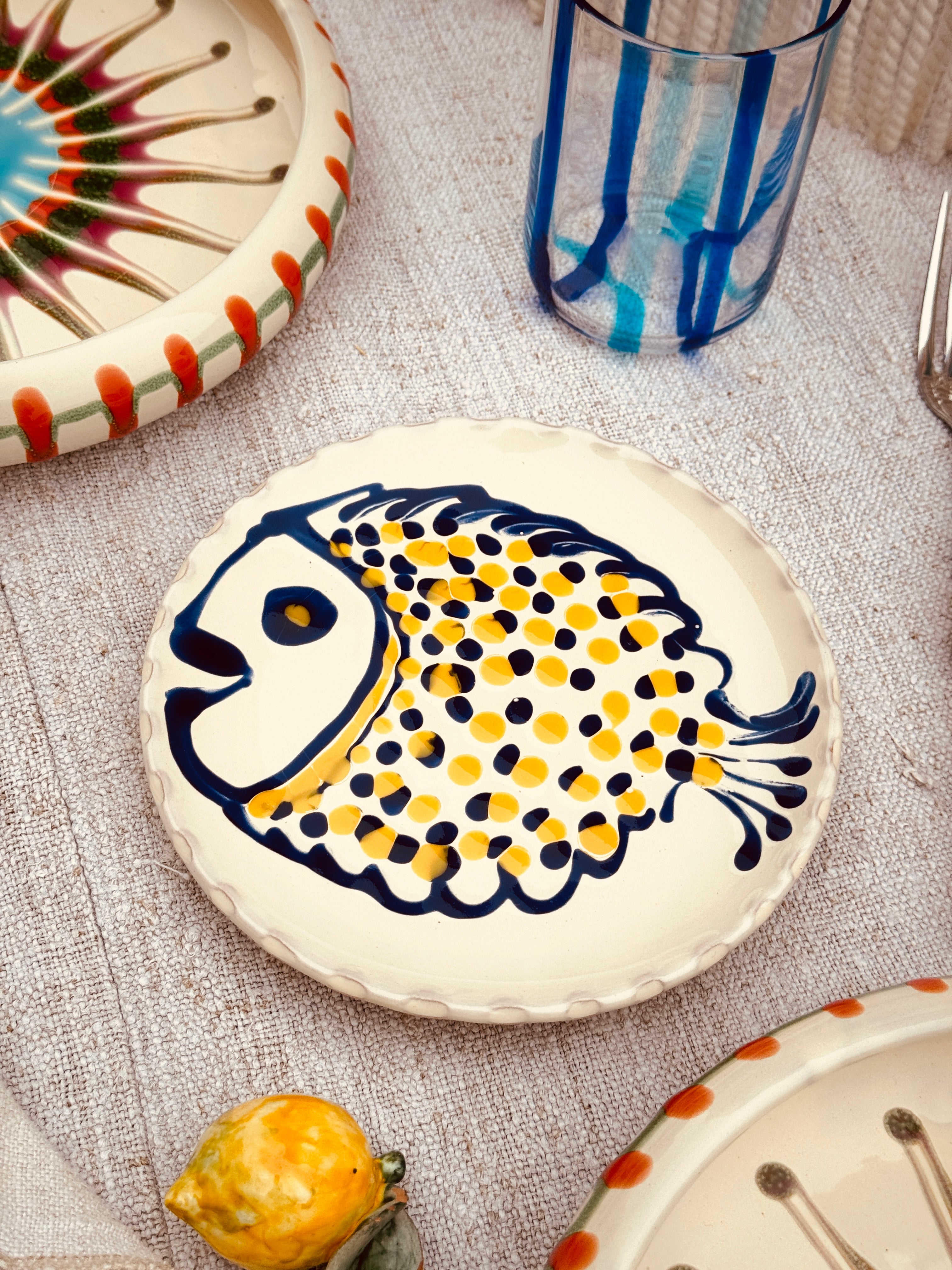 ! UNIKAT!  Brotteller 16cm "IL Pesce Pazzo" Einzelstück