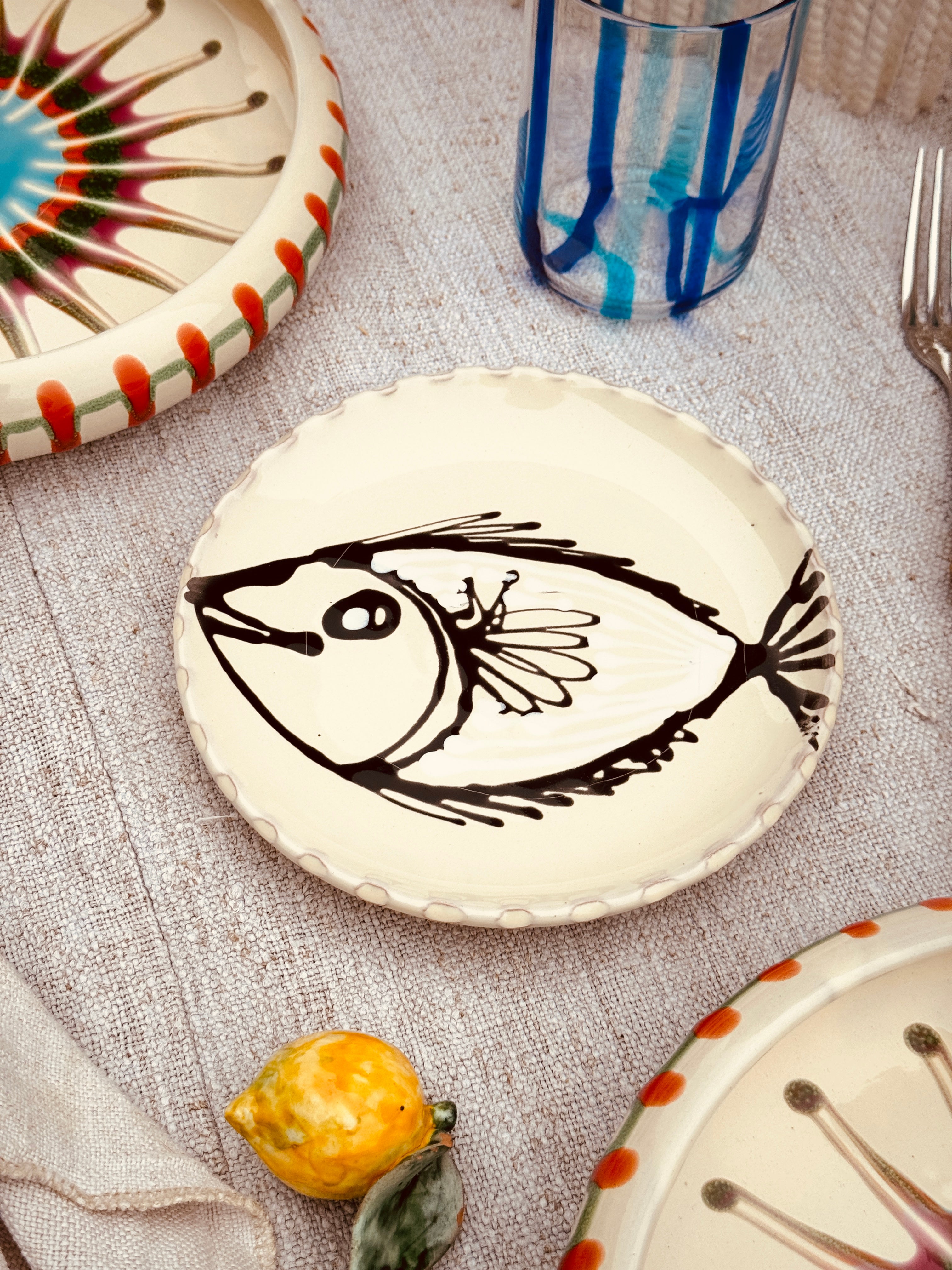 ! UNIKAT!  Brotteller 16cm "IL Pesce Pazzo" Einzelstück