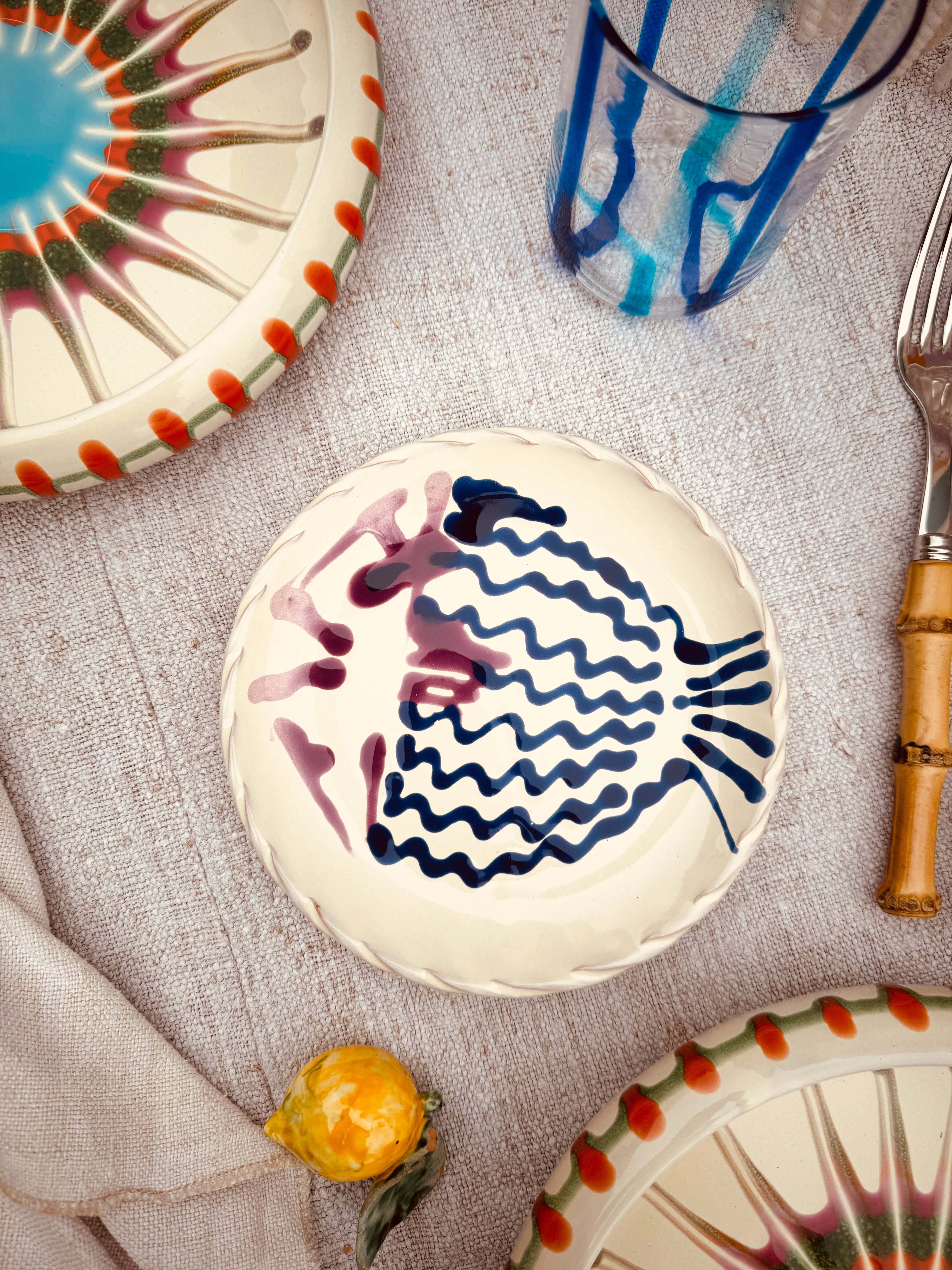 ! UNIKAT!  Brotteller 16cm "IL Pesce Pazzo" Einzelstück