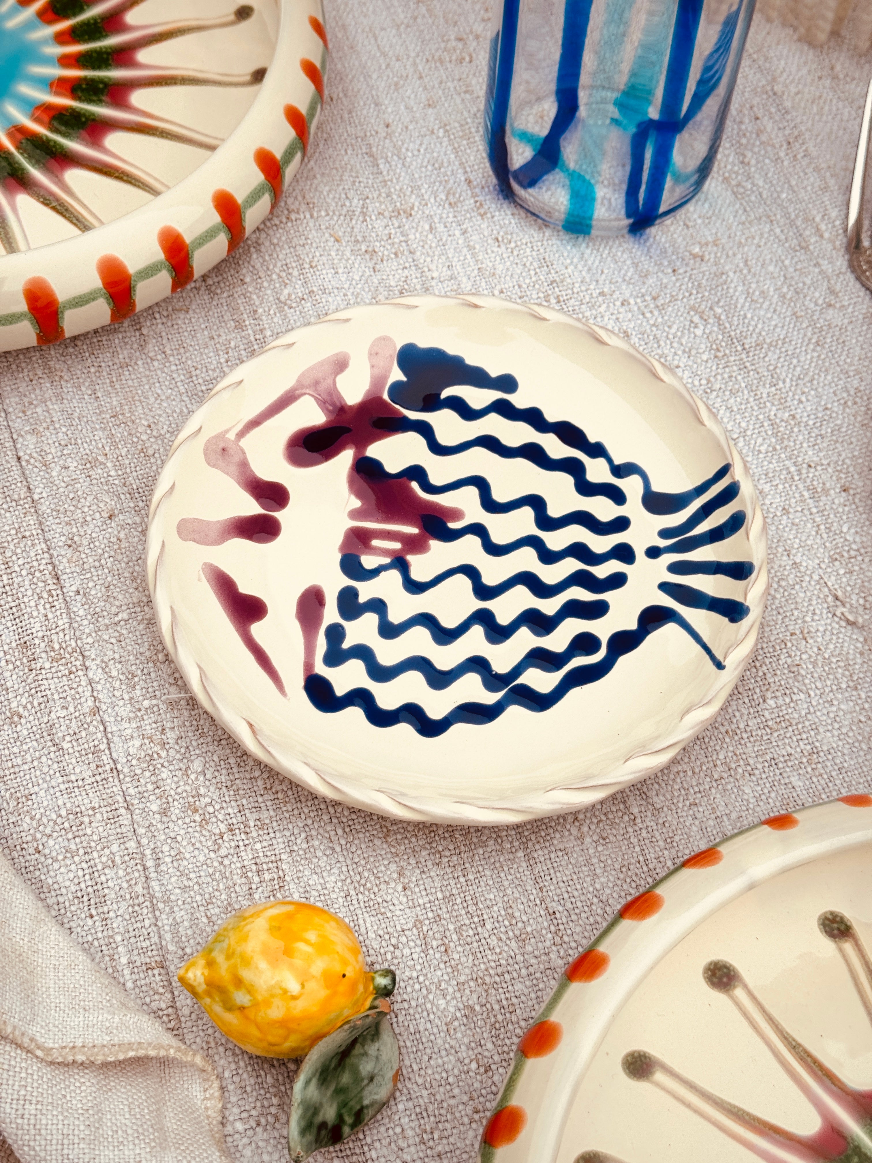 ! UNIKAT!  Brotteller 16cm "IL Pesce Pazzo" Einzelstück