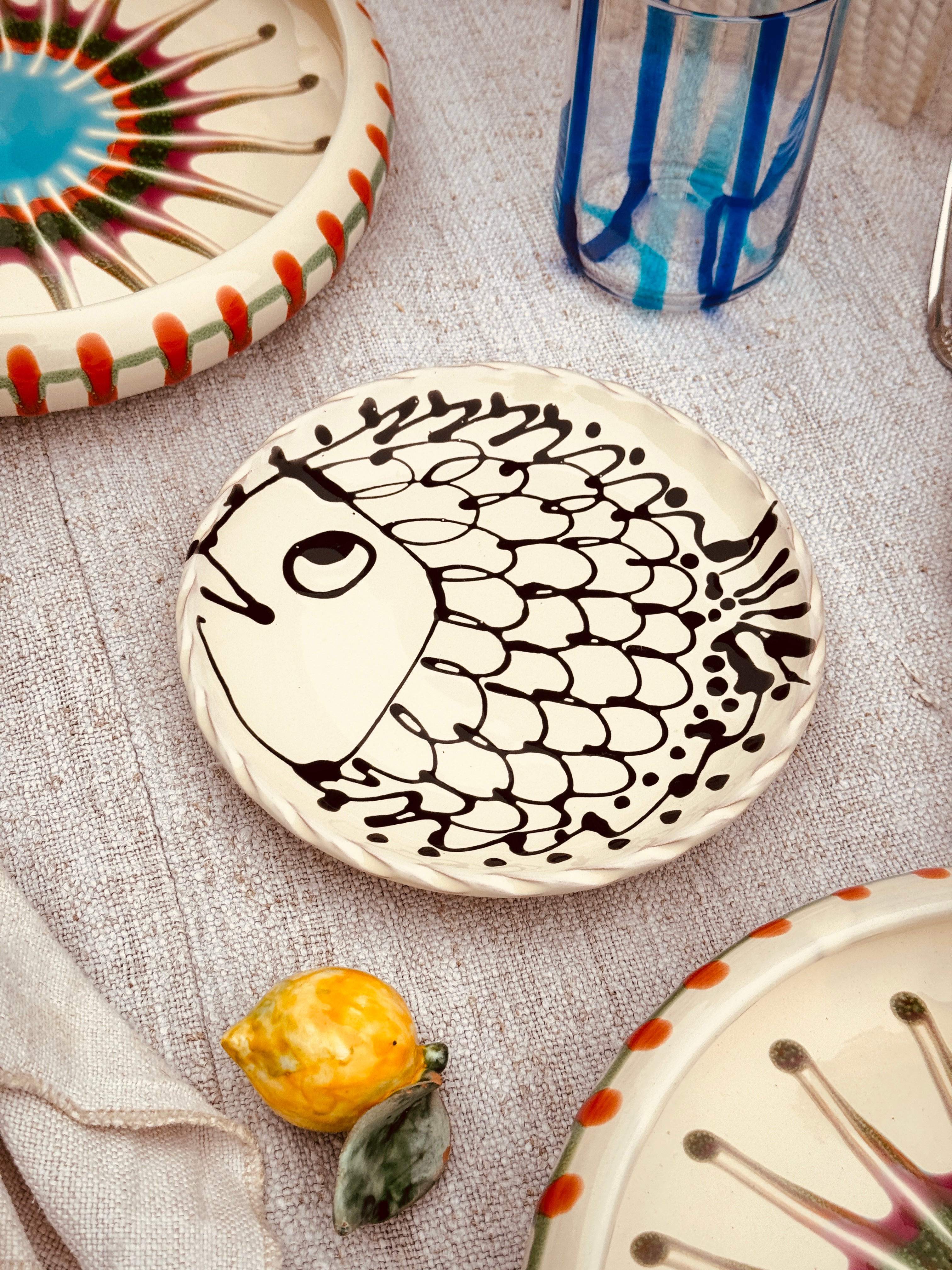 ! UNIKAT!  Brotteller 16cm "IL Pesce Pazzo" Einzelstück