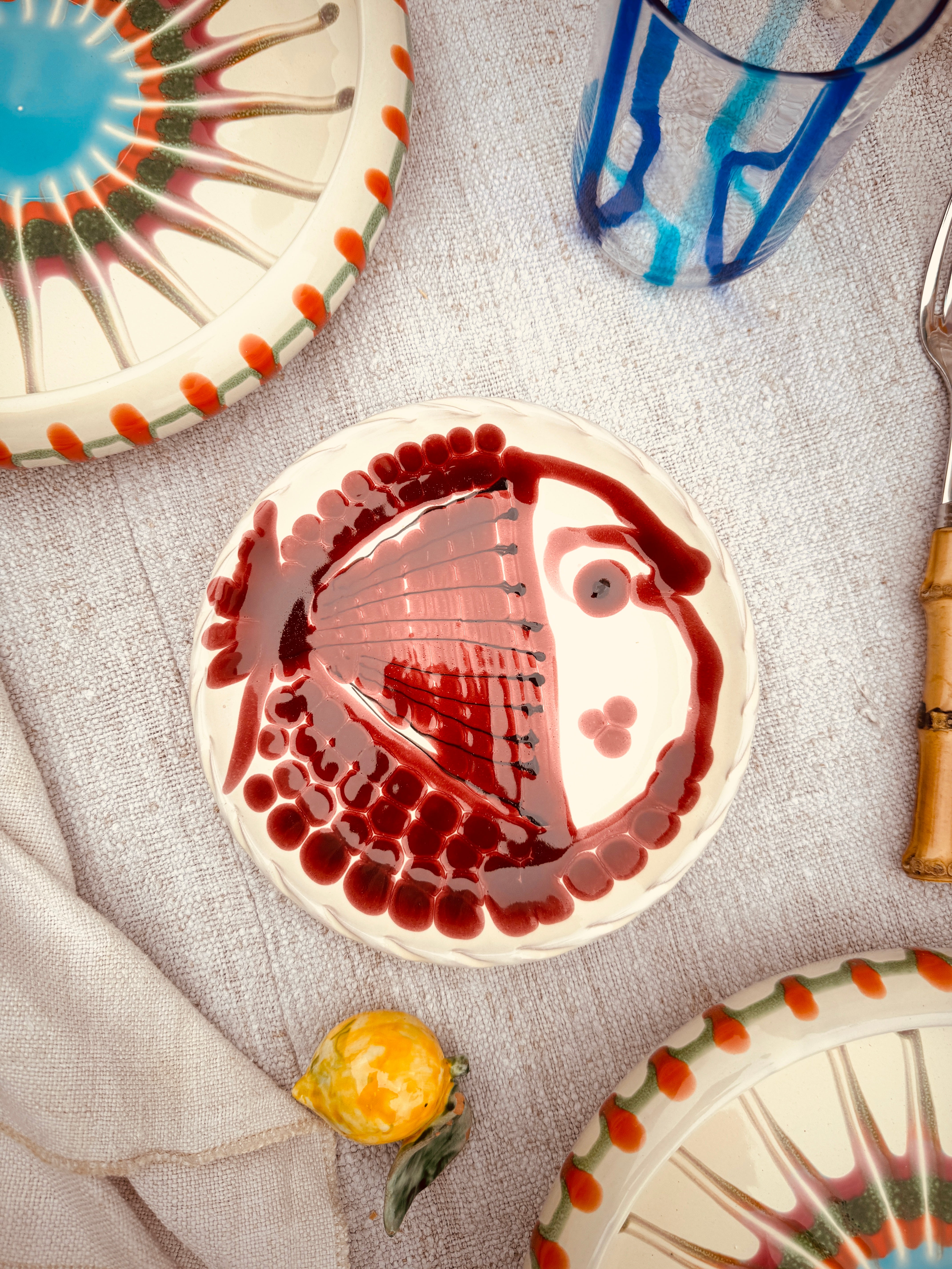 ! UNIKAT!  Brotteller 16cm "IL Pesce Pazzo" Einzelstück