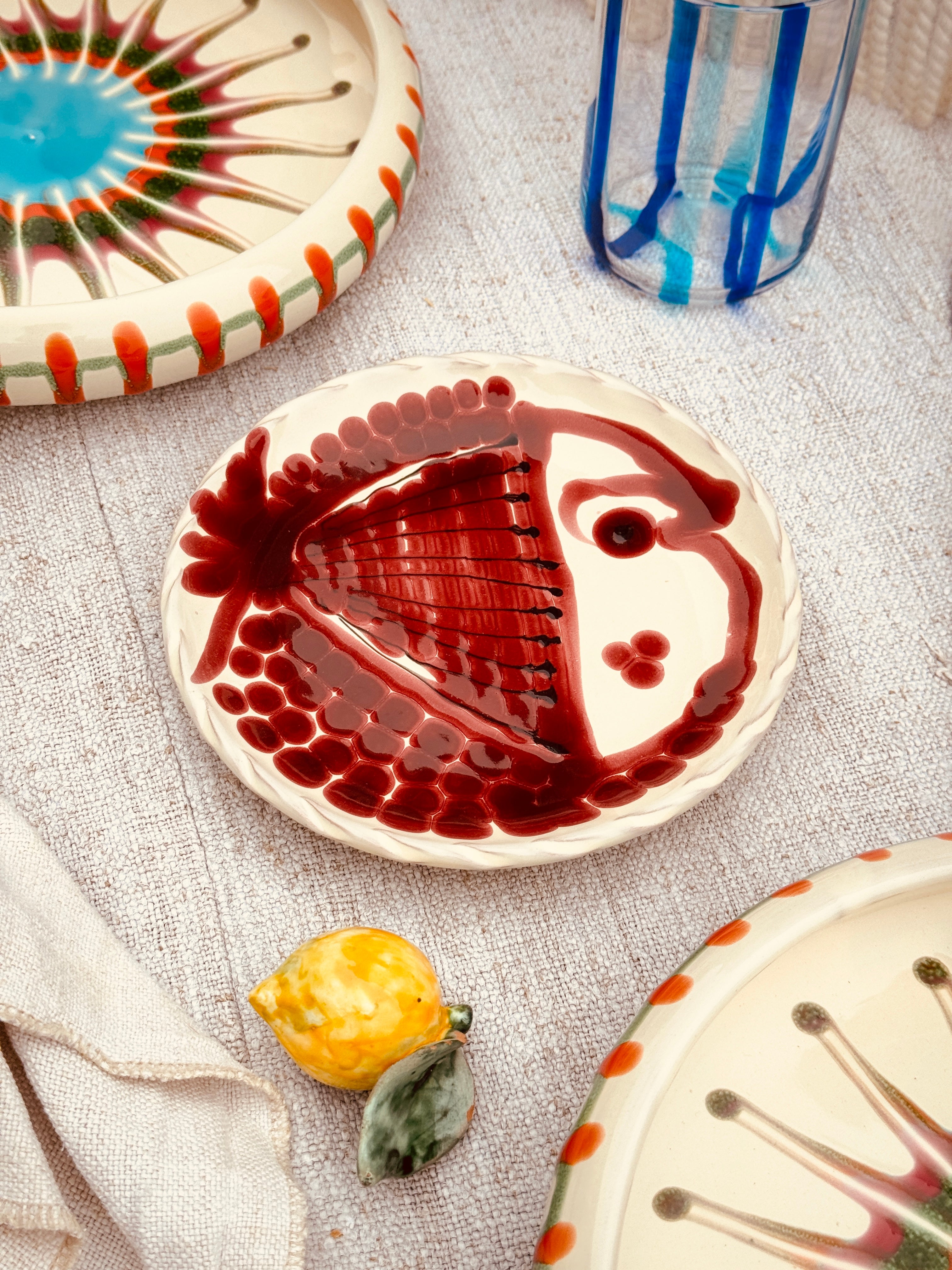 ! UNIKAT!  Brotteller 16cm "IL Pesce Pazzo" Einzelstück