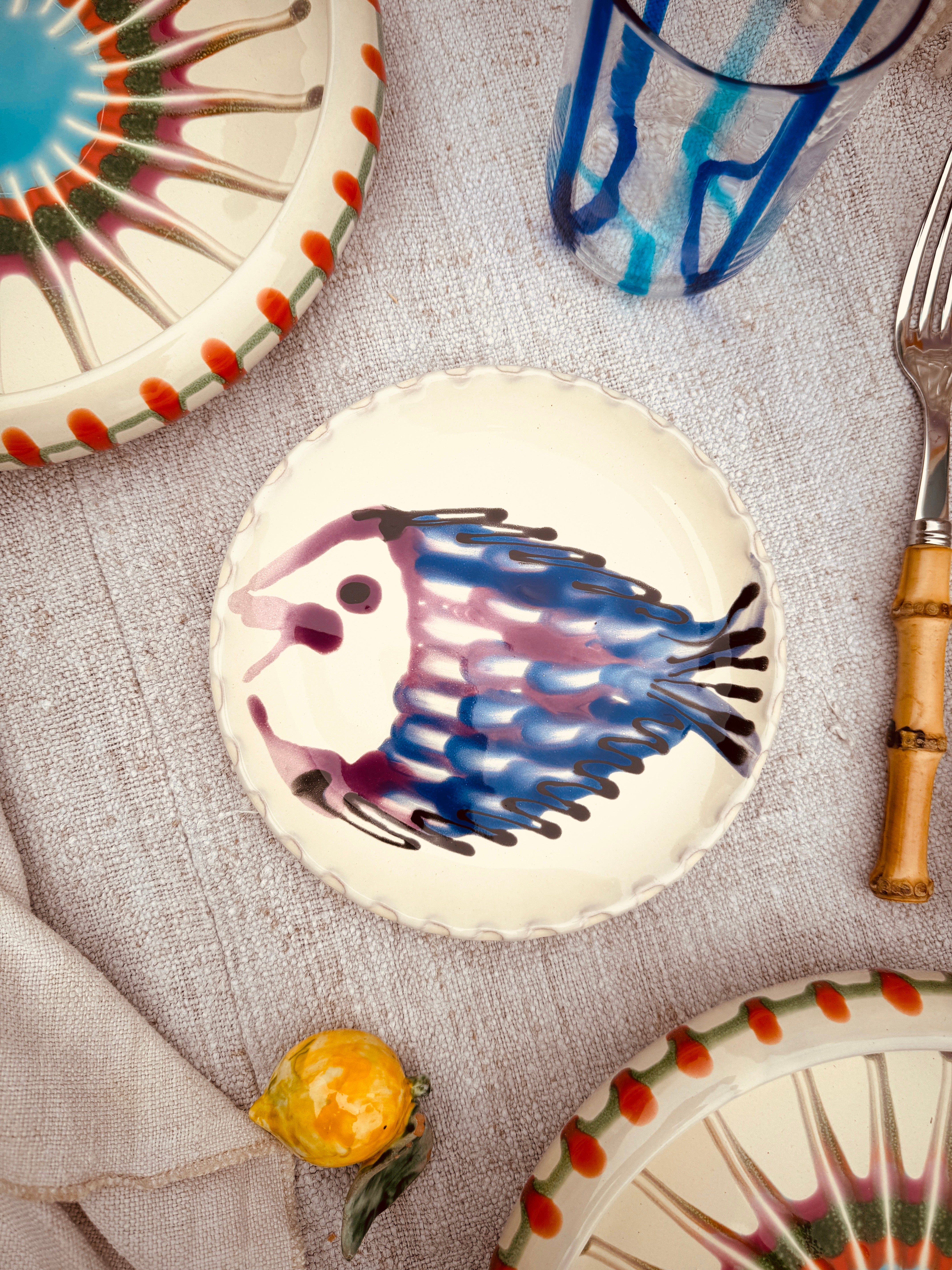 ! UNIKAT!  Brotteller 16cm "IL Pesce Pazzo" Einzelstück