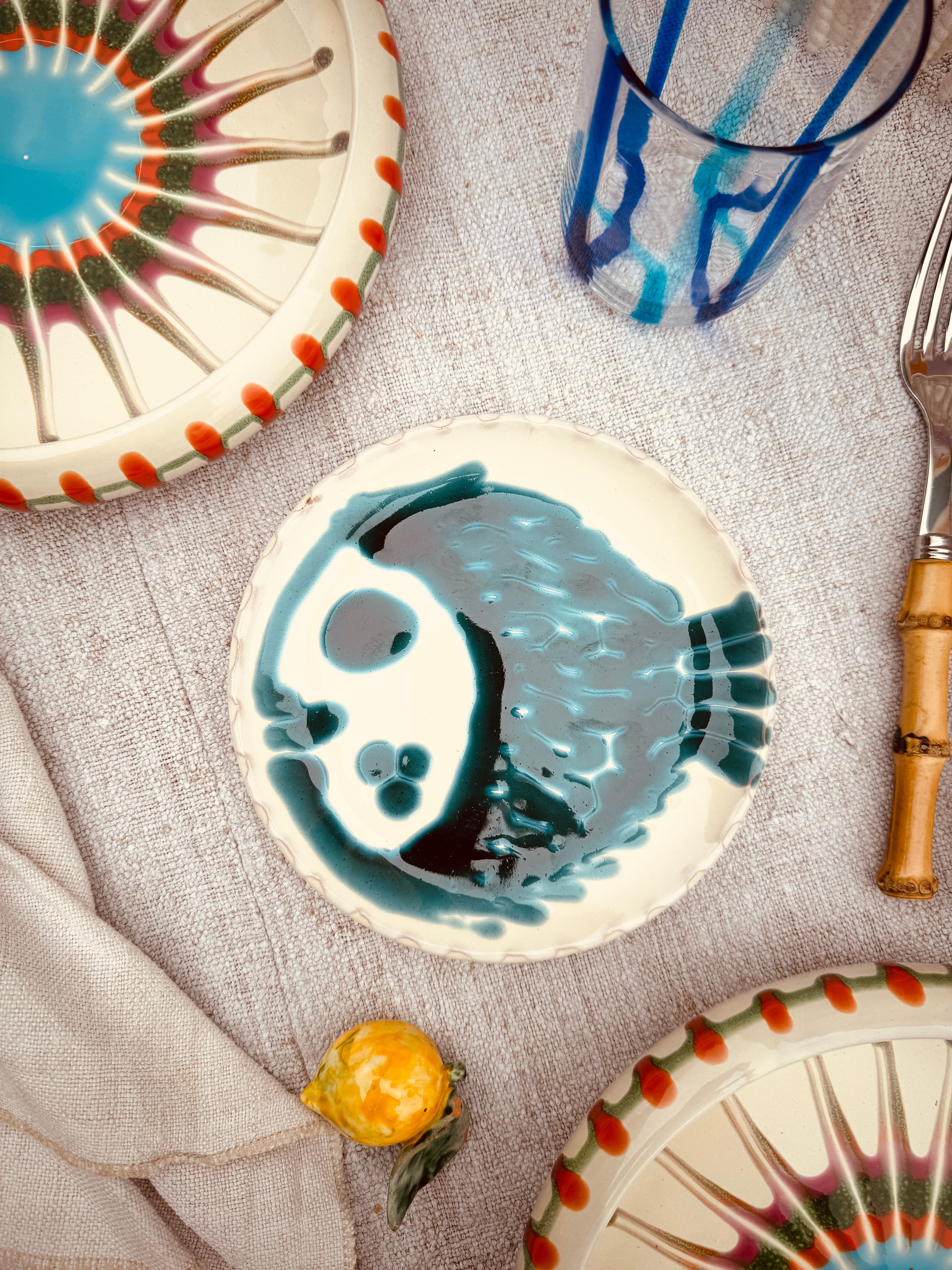 ! UNIKAT!  Brotteller 16cm "IL Pesce Pazzo" Einzelstück