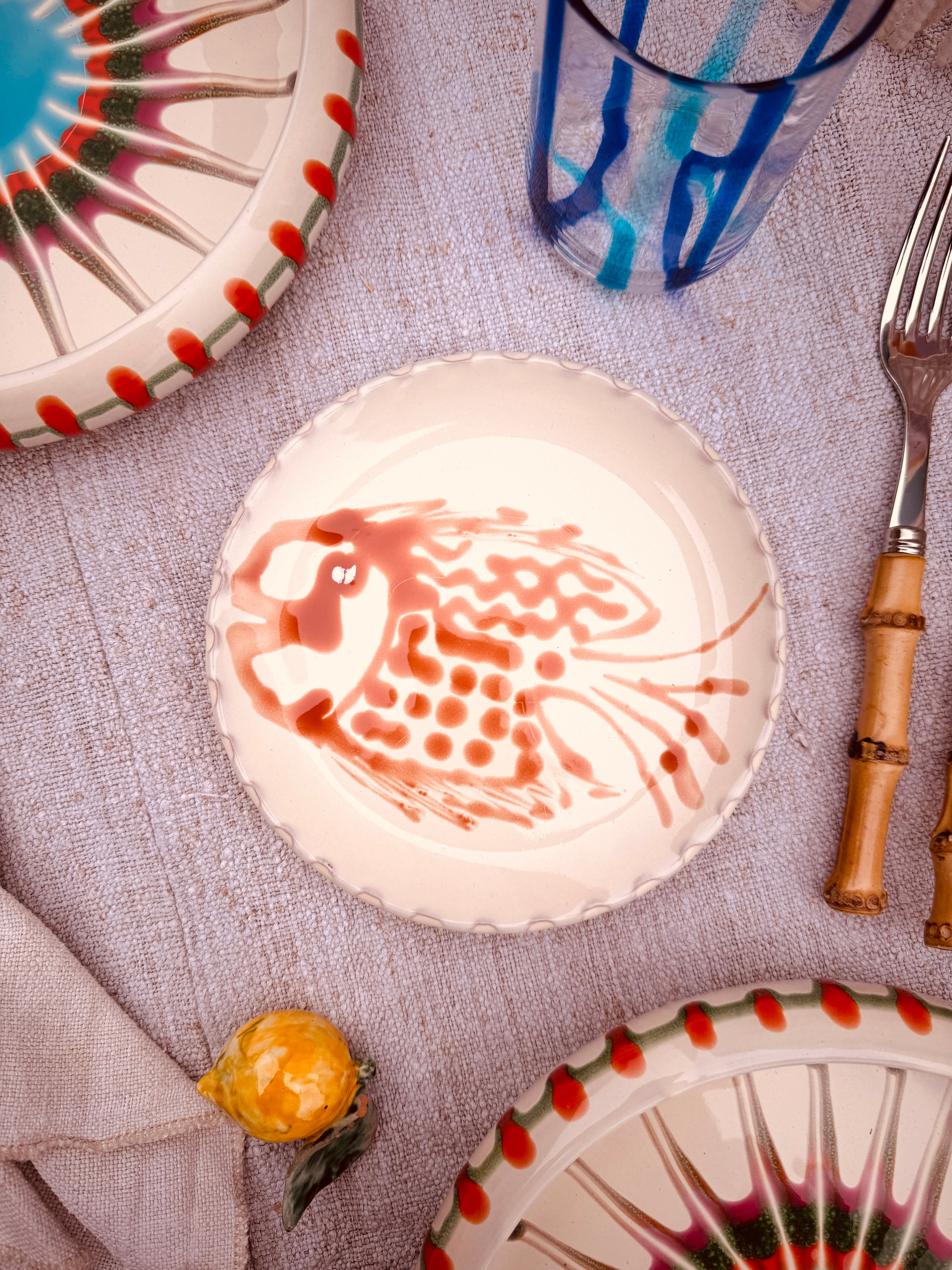 ! UNIKAT!  Brotteller 16cm "IL Pesce Pazzo" Einzelstück