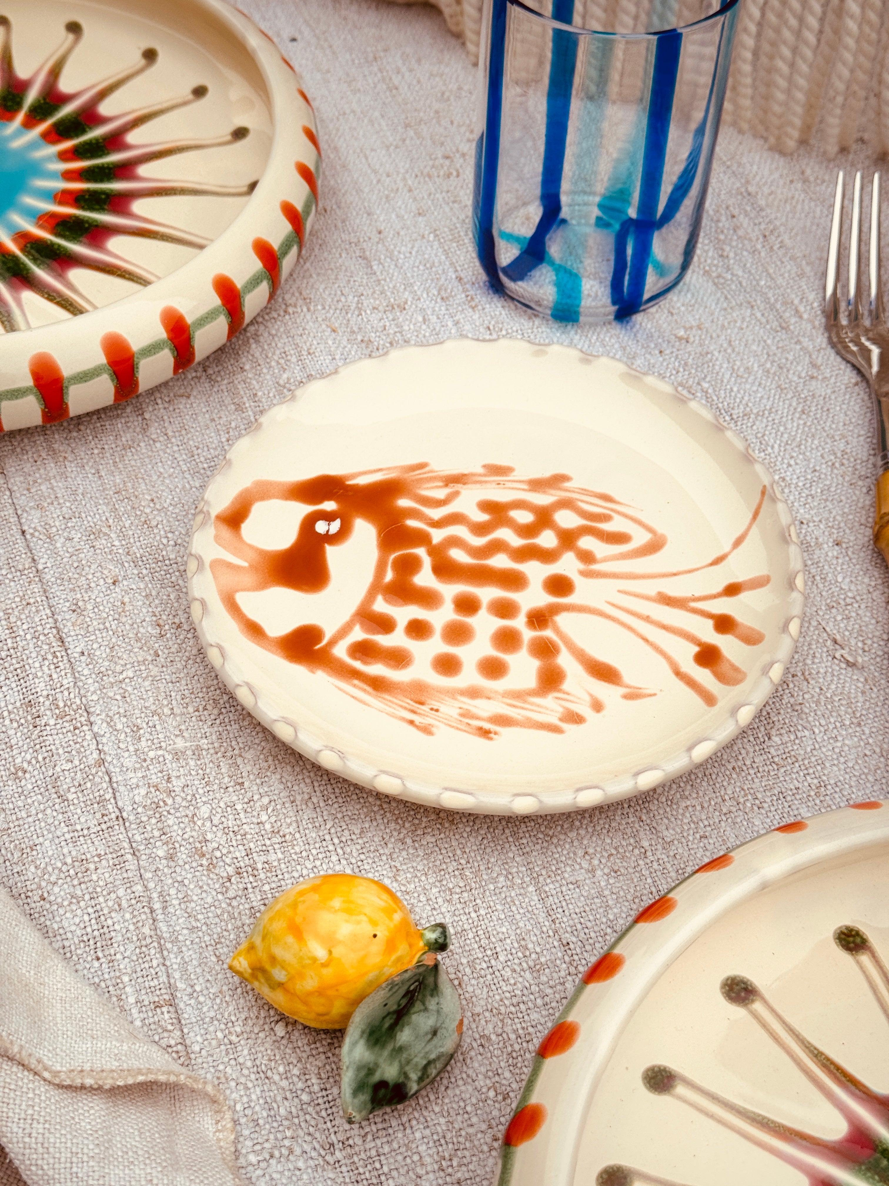 ! UNIKAT!  Brotteller 16cm "IL Pesce Pazzo" Einzelstück