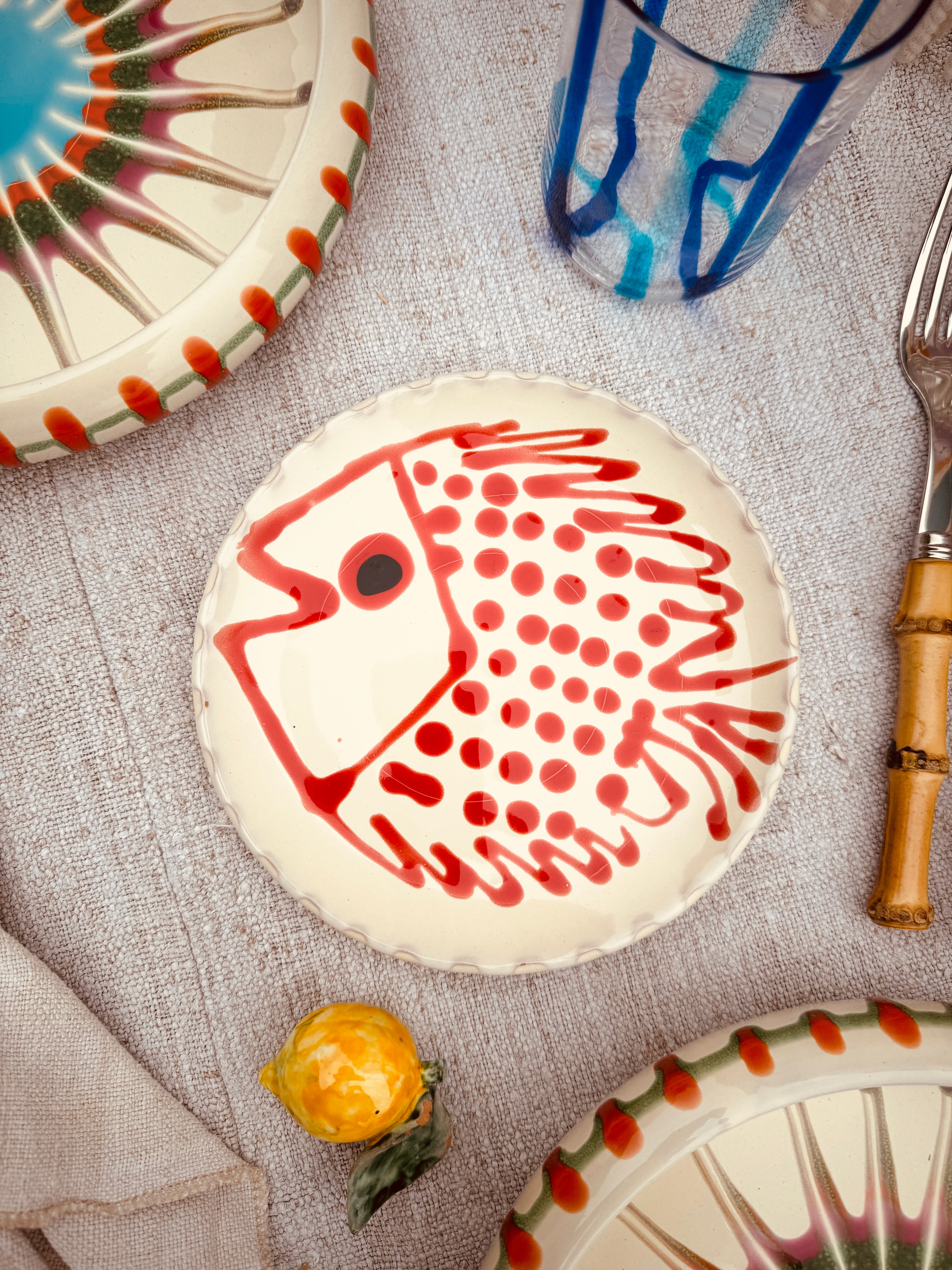 ! UNIKAT!  Brotteller 16cm "IL Pesce Pazzo" Einzelstück