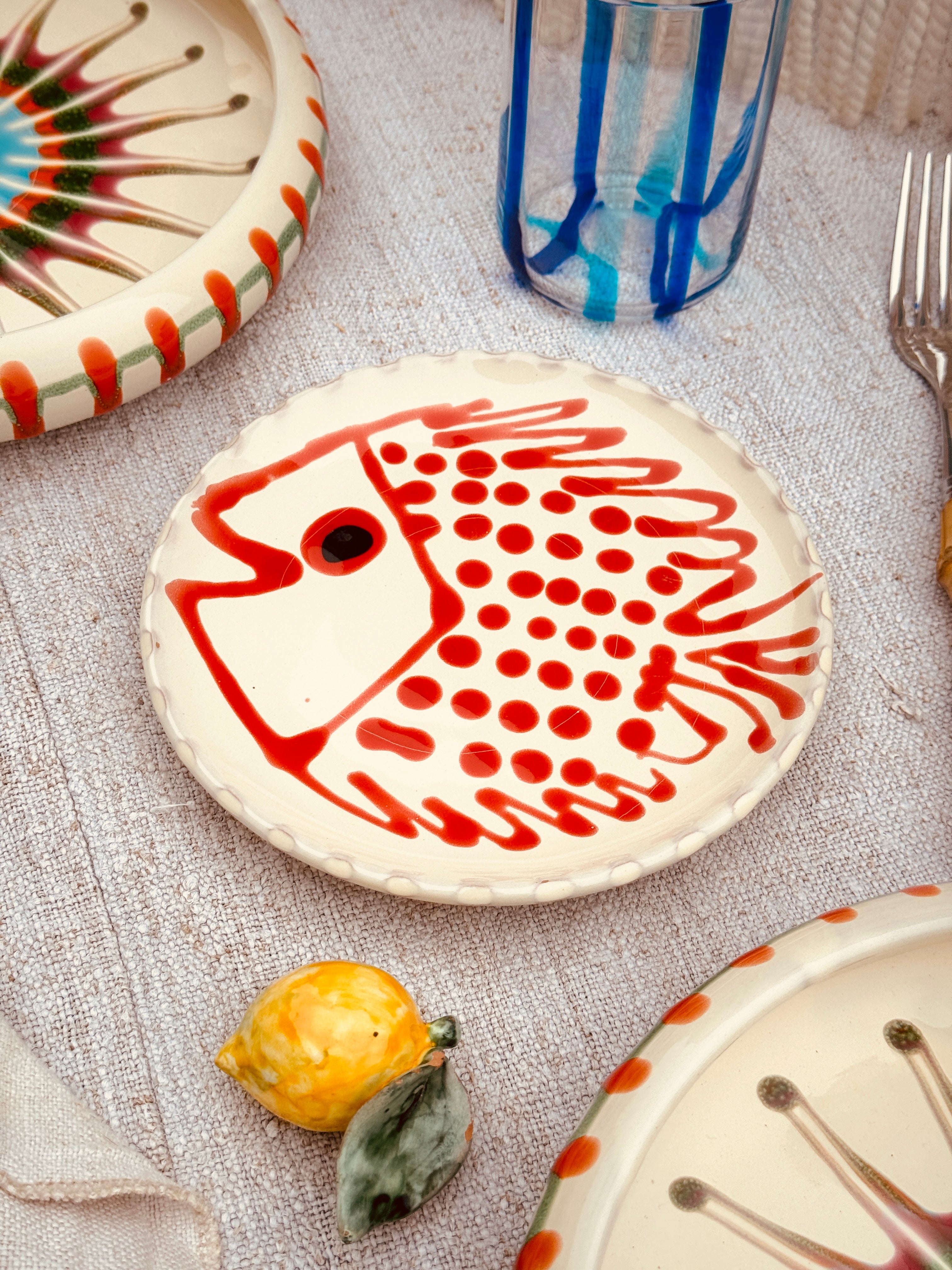 ! UNIKAT!  Brotteller 16cm "IL Pesce Pazzo" Einzelstück