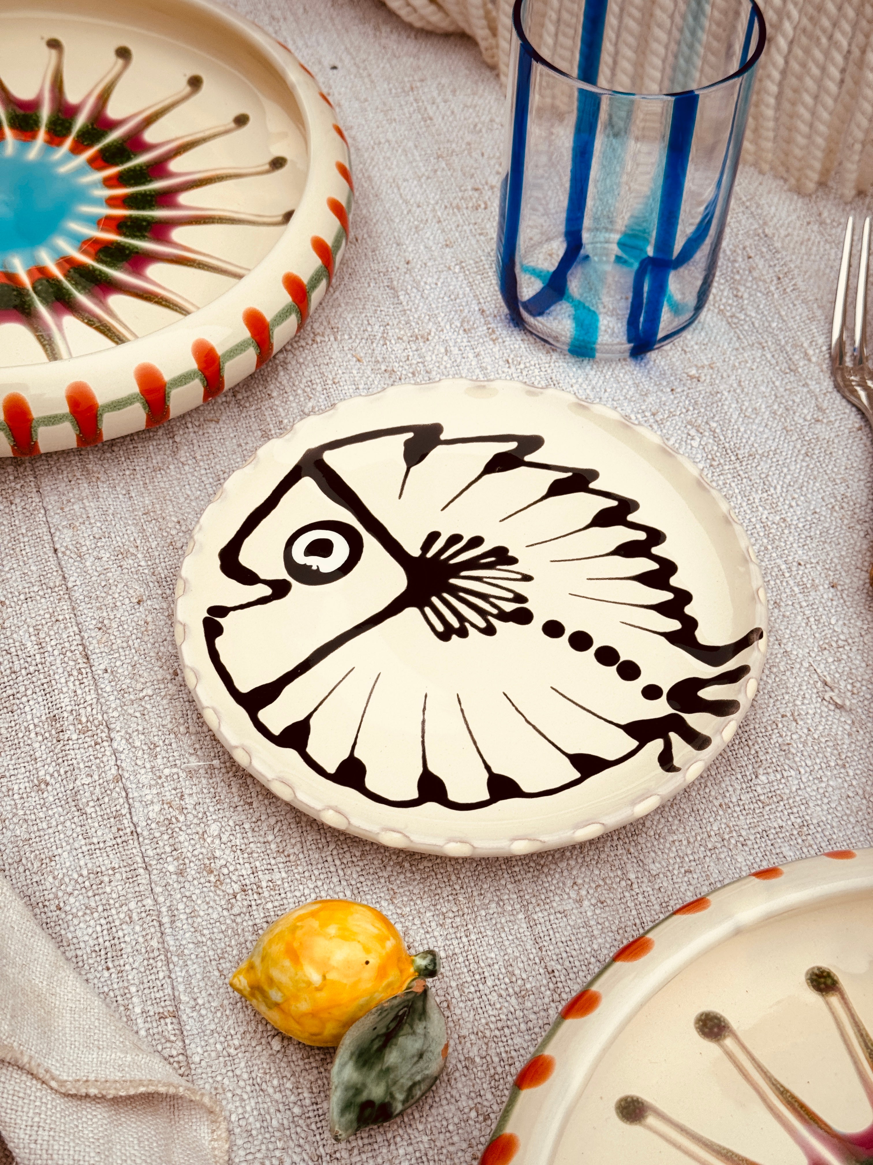 ! UNIKAT!  Brotteller 16cm "IL Pesce Pazzo" Einzelstück