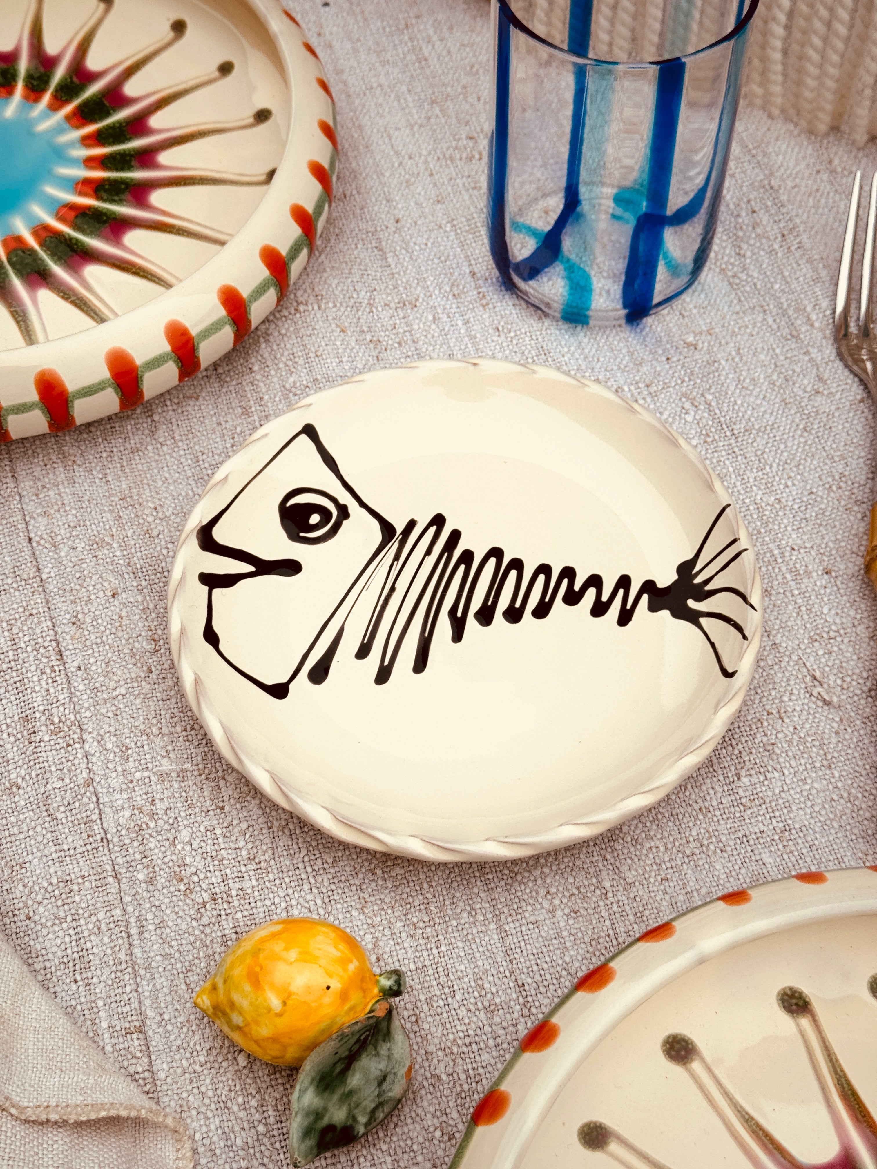 ! UNIKAT!  Brotteller 16cm "IL Pesce Pazzo" Einzelstück