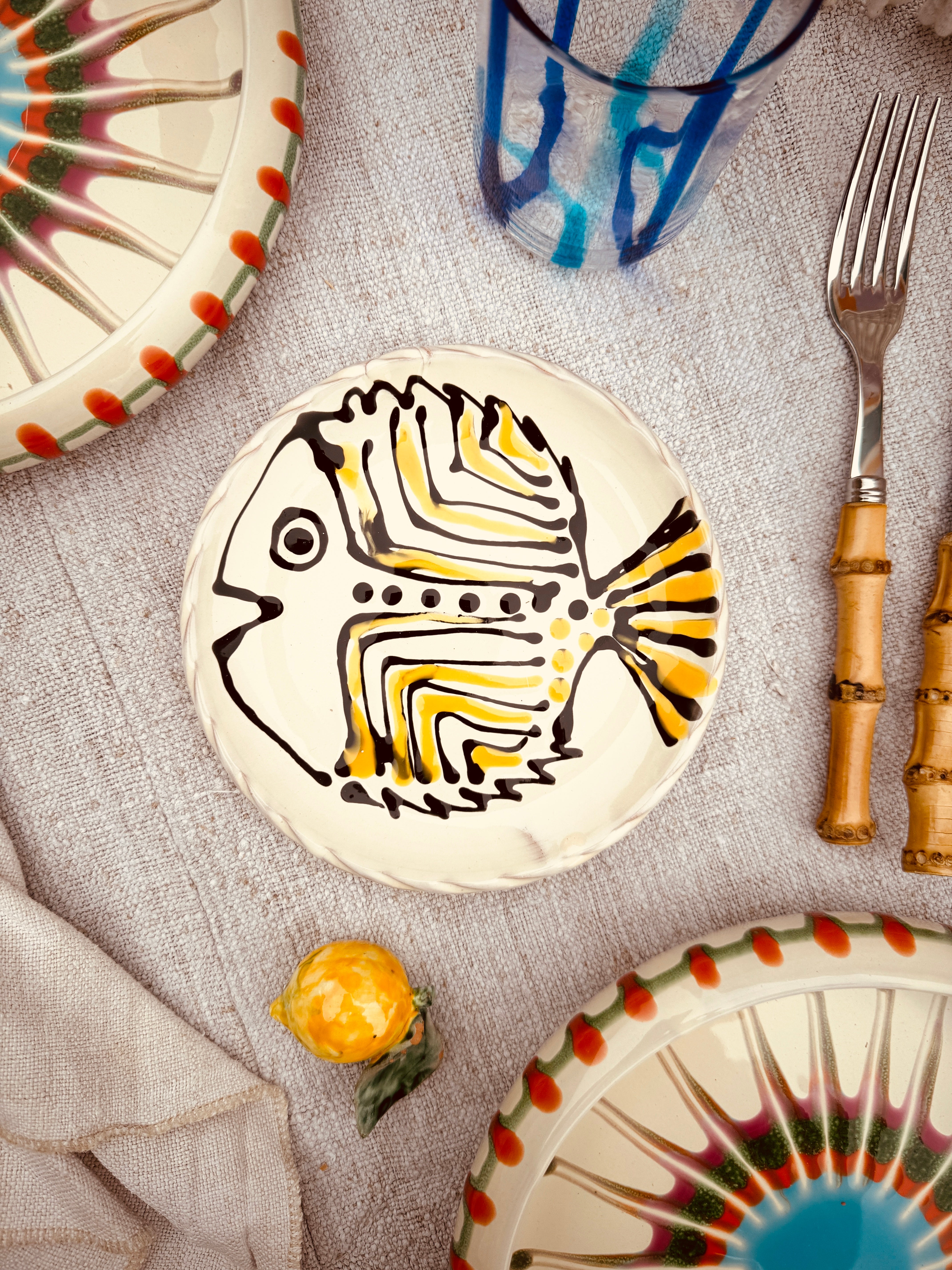 ! UNIKAT!  Brotteller 16cm "IL Pesce Pazzo" Einzelstück