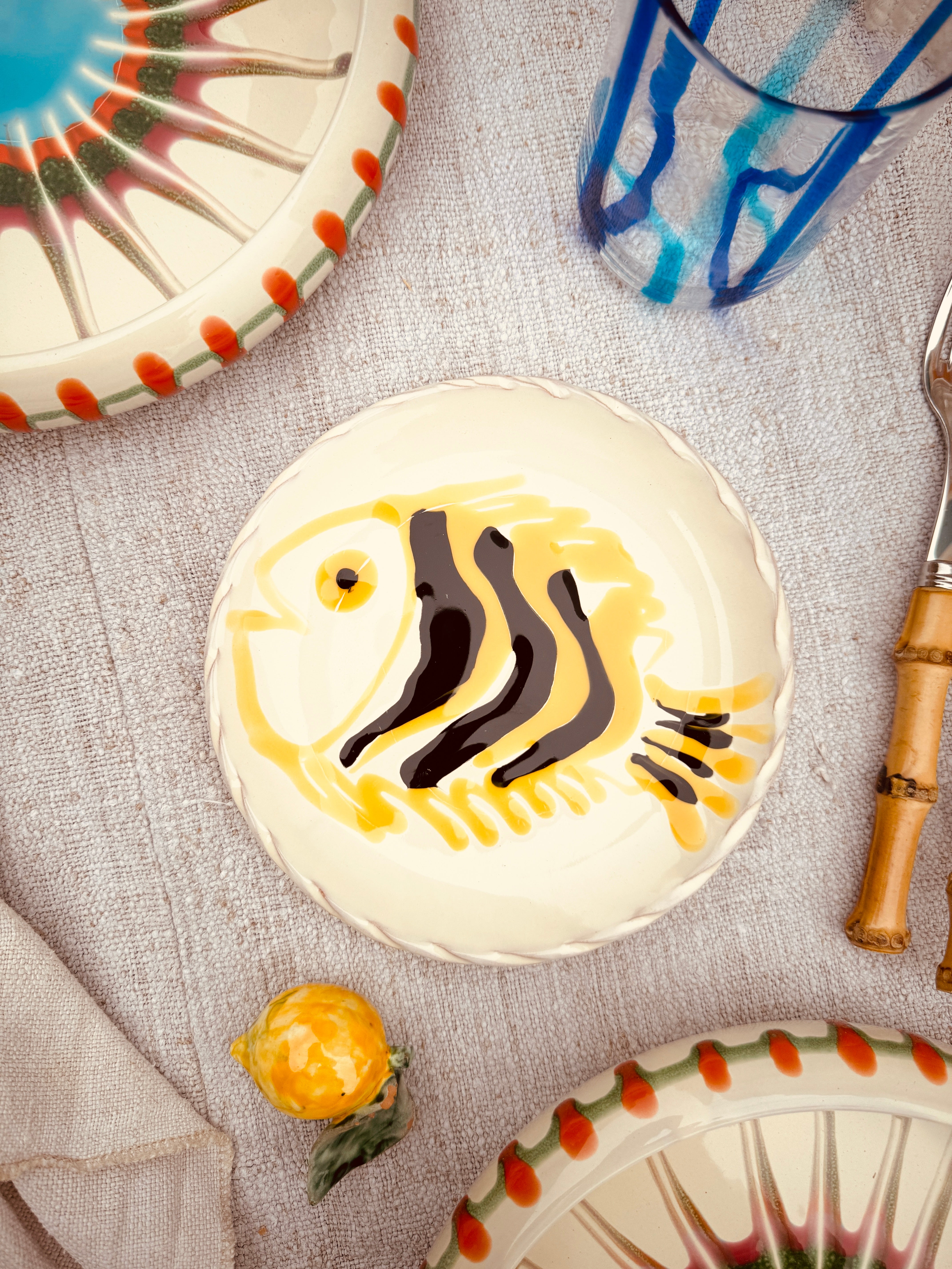 ! UNIKAT!  Brotteller 16cm "IL Pesce Pazzo" Einzelstück