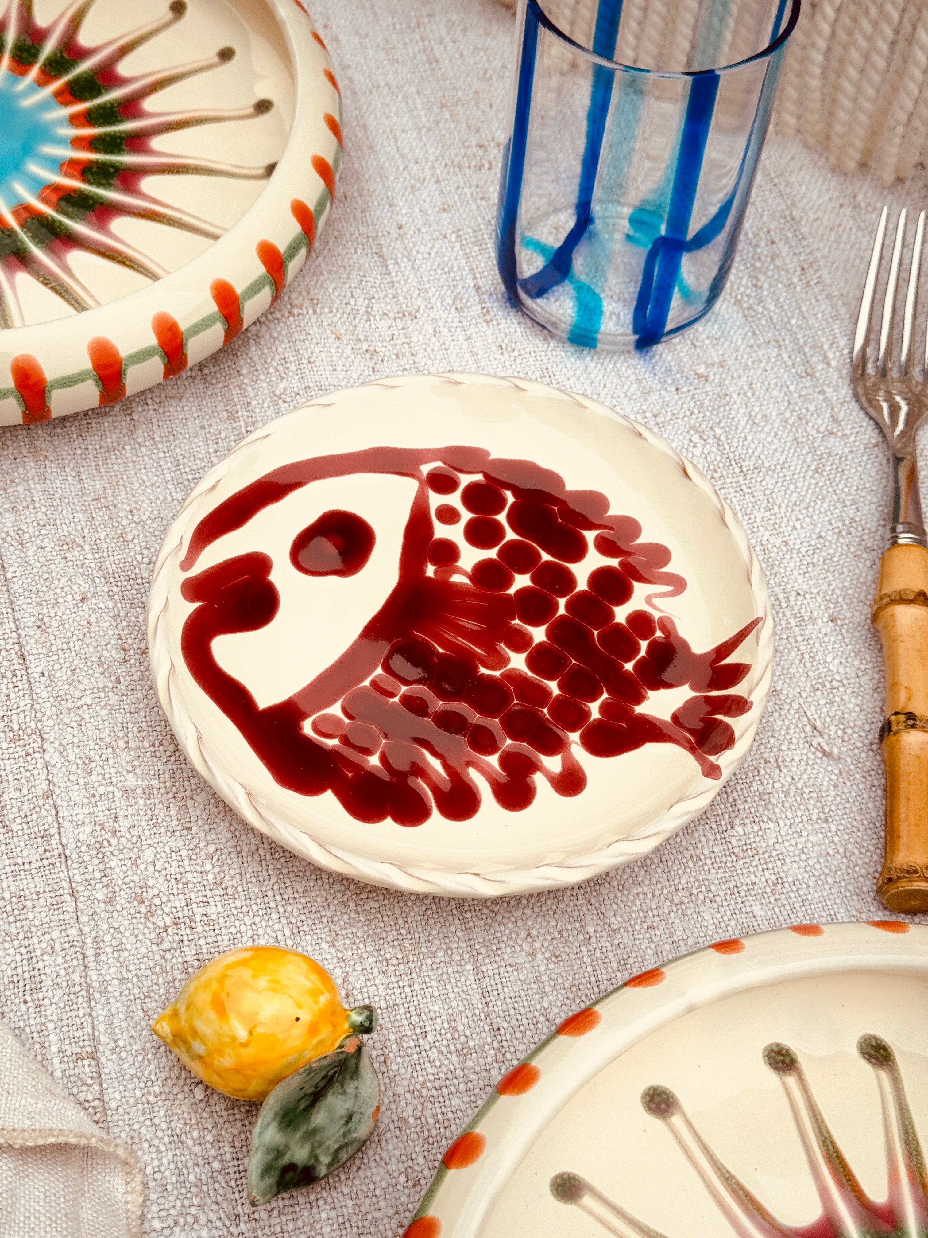 ! UNIKAT!  Brotteller 16cm "IL Pesce Pazzo" Einzelstück