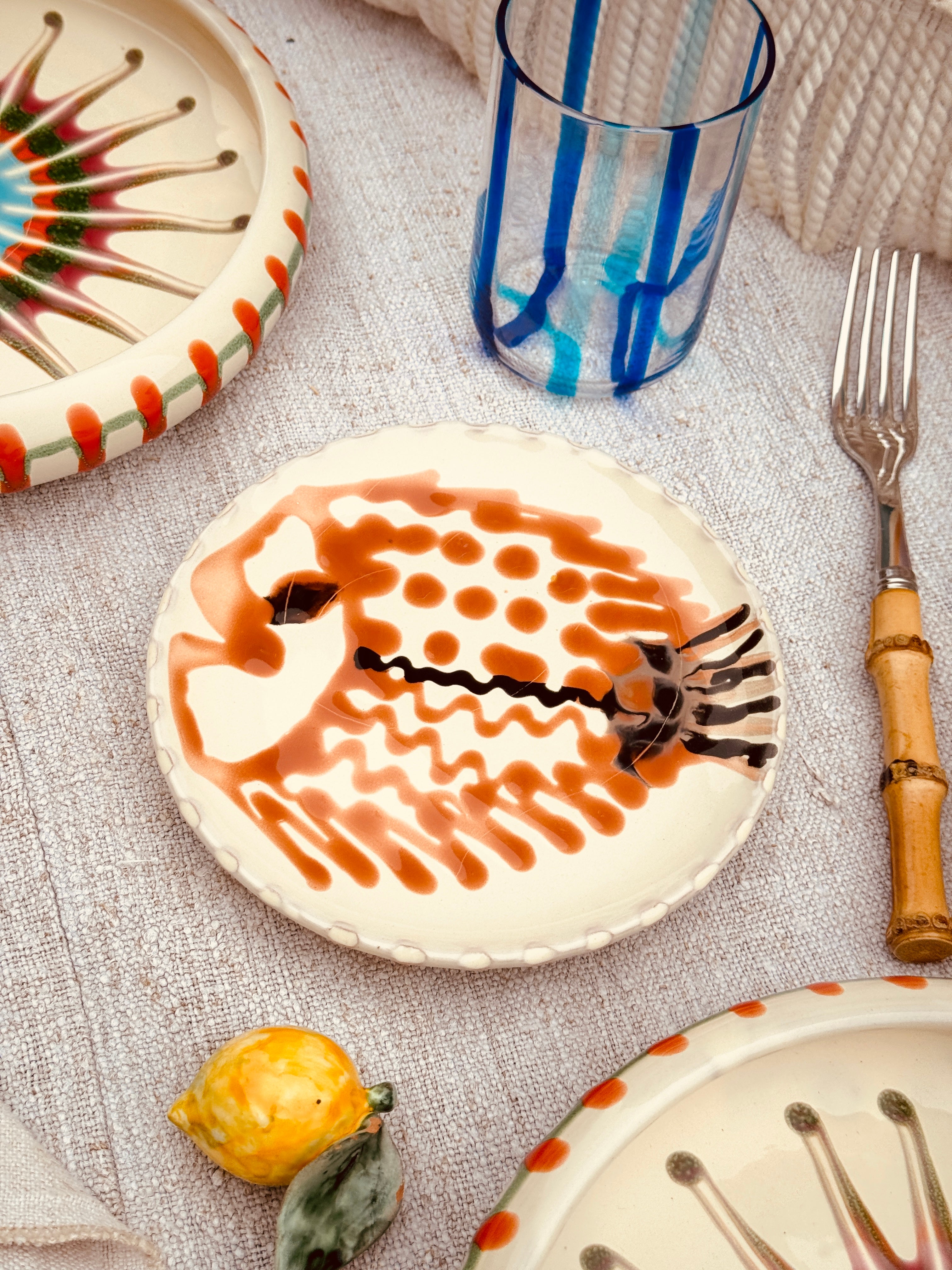 ! UNIKAT!  Brotteller 16cm "IL Pesce Pazzo" Einzelstück