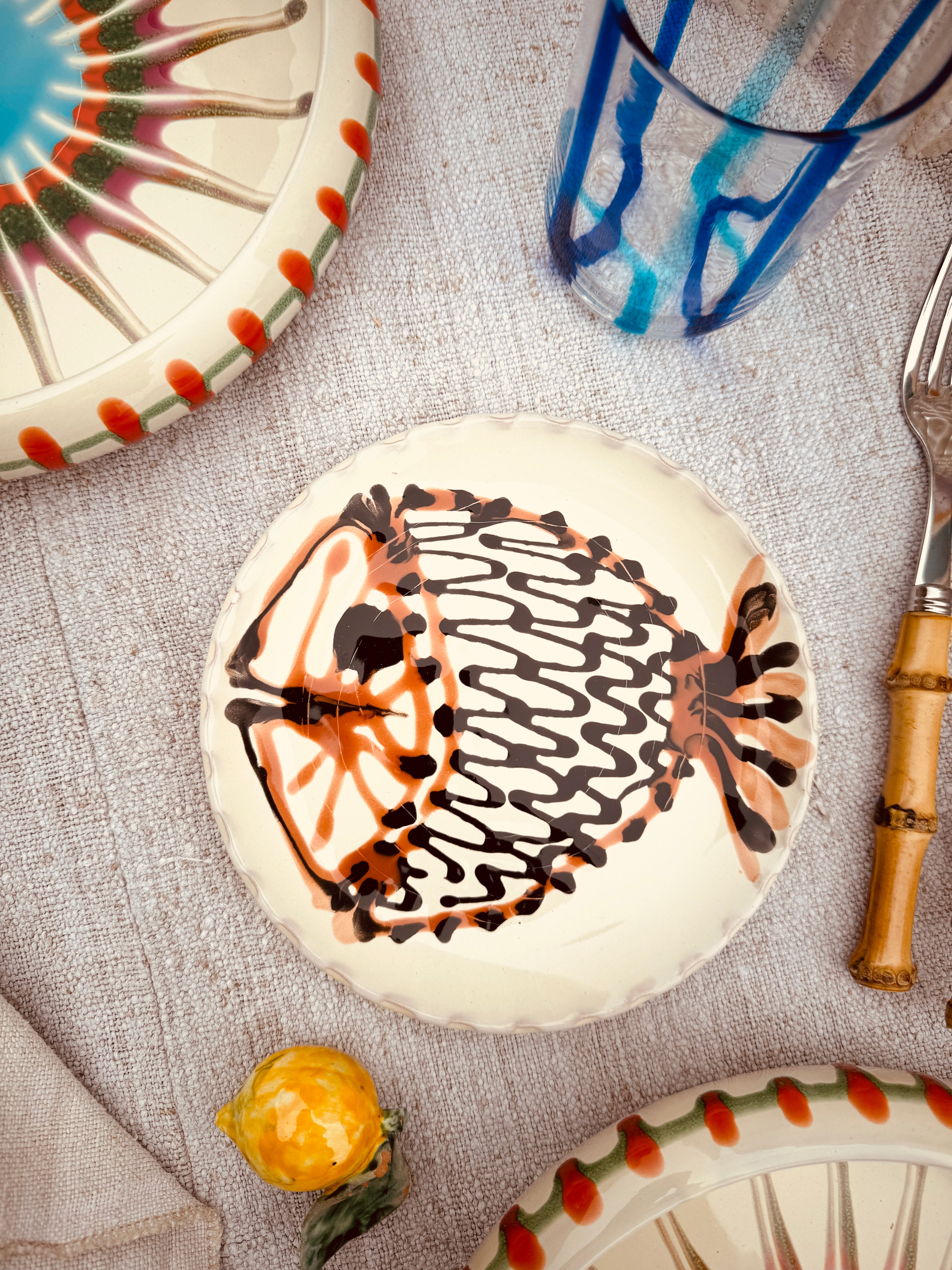 ! UNIKAT!  Brotteller 16cm "IL Pesce Pazzo" Einzelstück