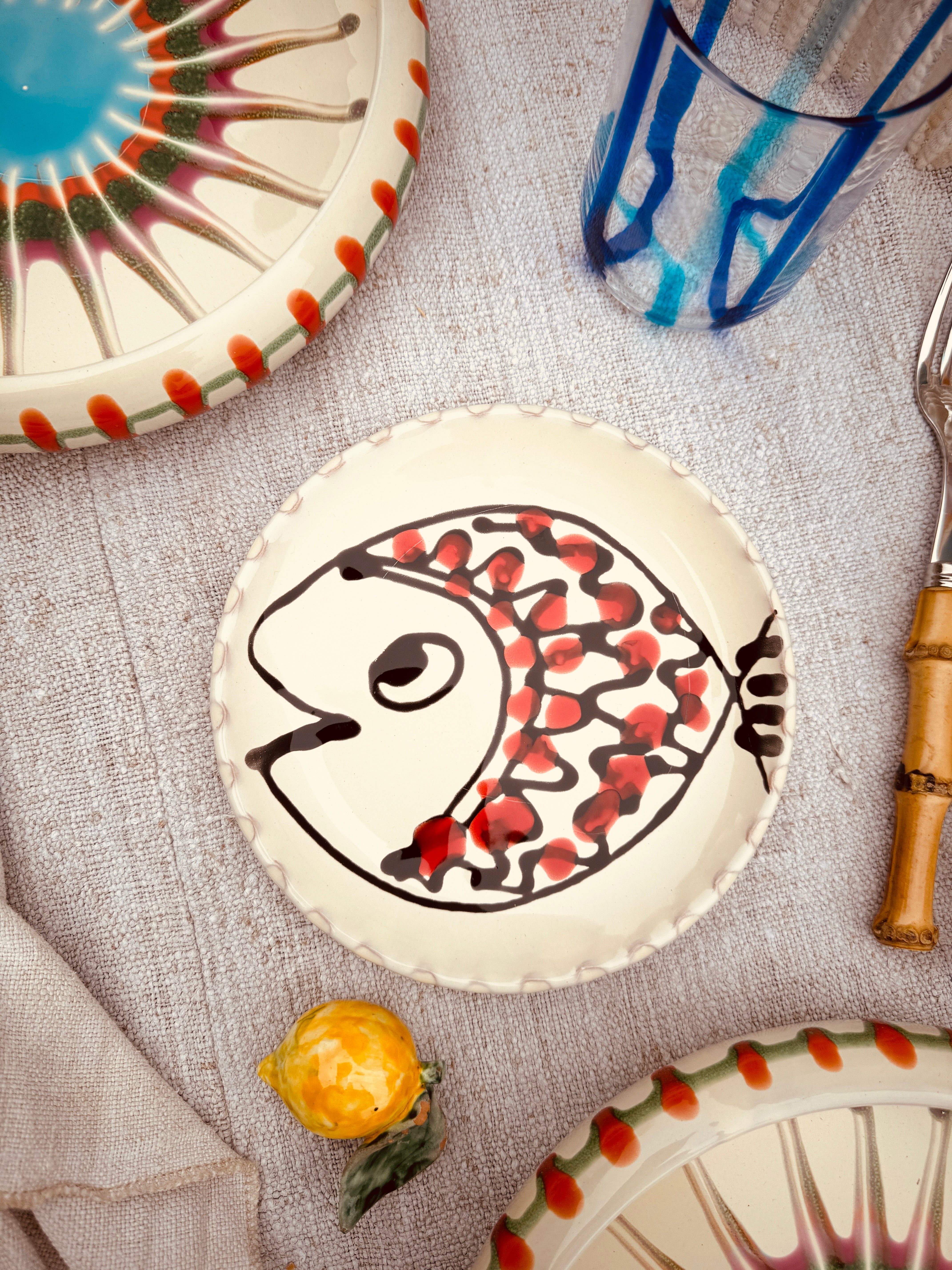 ! UNIKAT!  Brotteller 16cm "IL Pesce Pazzo" Einzelstück