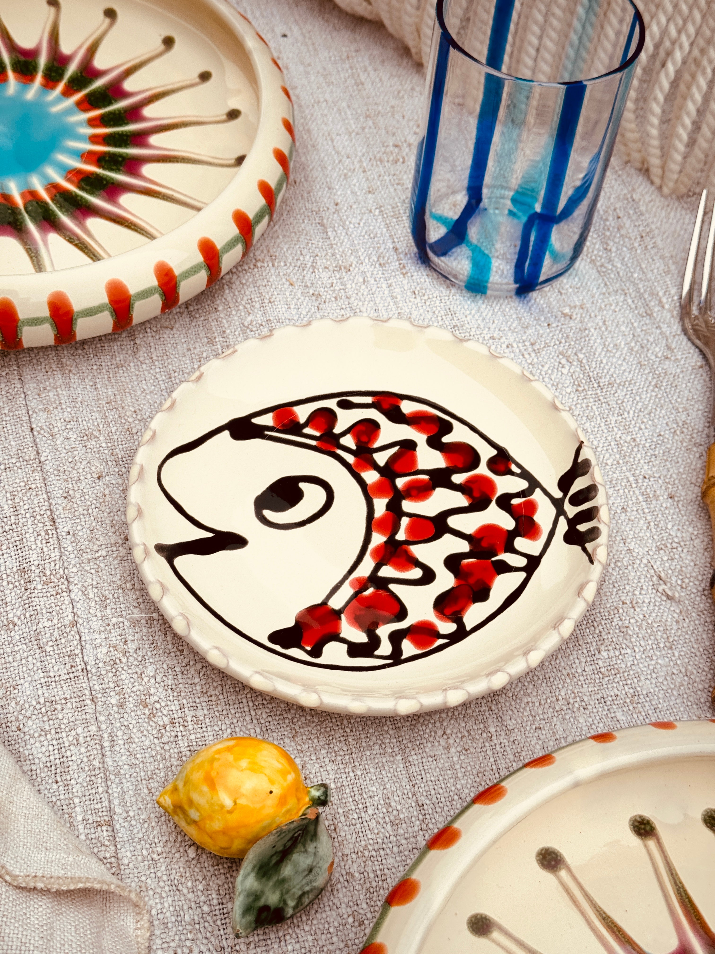 ! UNIKAT!  Brotteller 16cm "IL Pesce Pazzo" Einzelstück