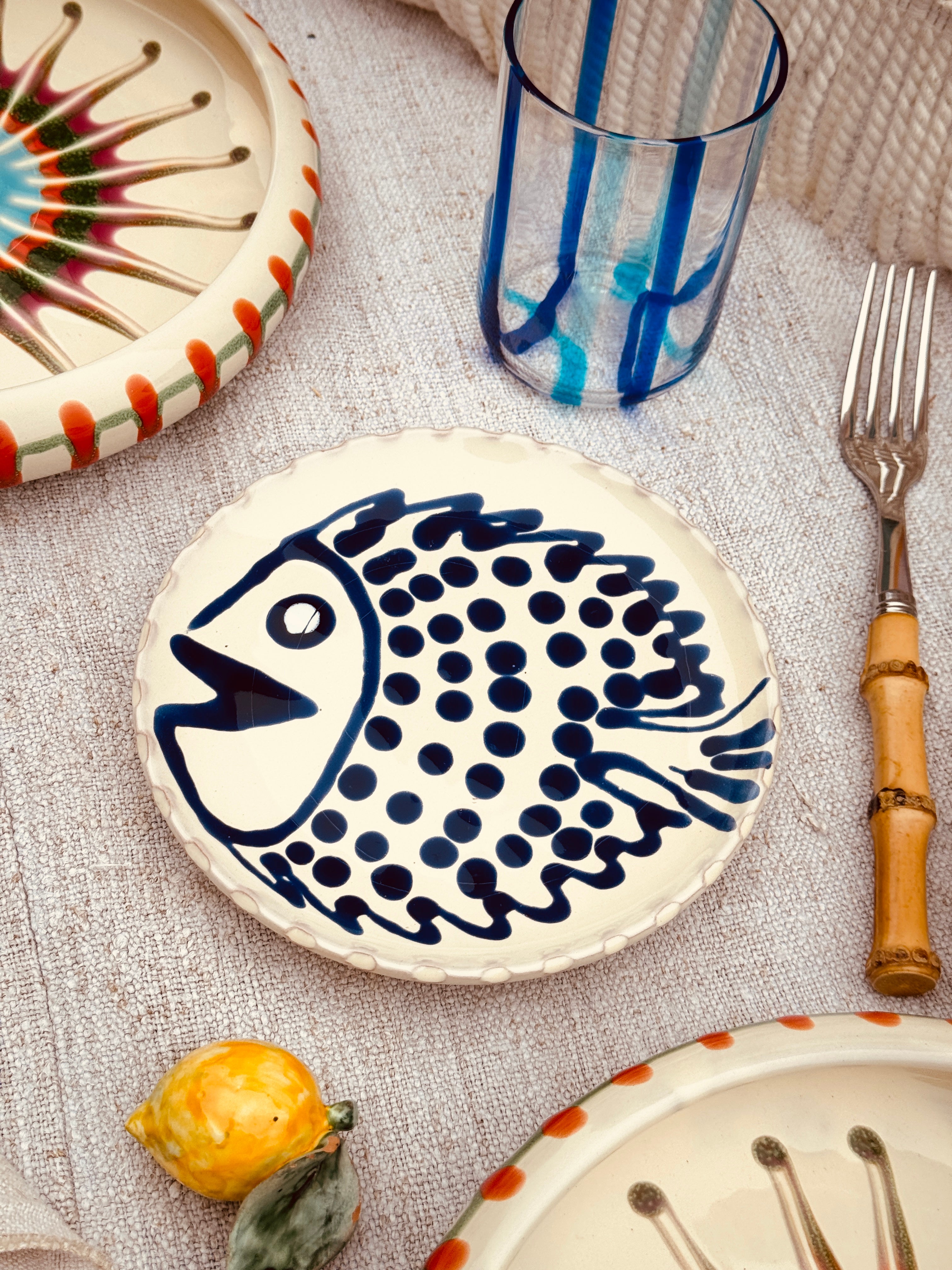 ! UNIKAT!  Brotteller 16cm "IL Pesce Pazzo" Einzelstück