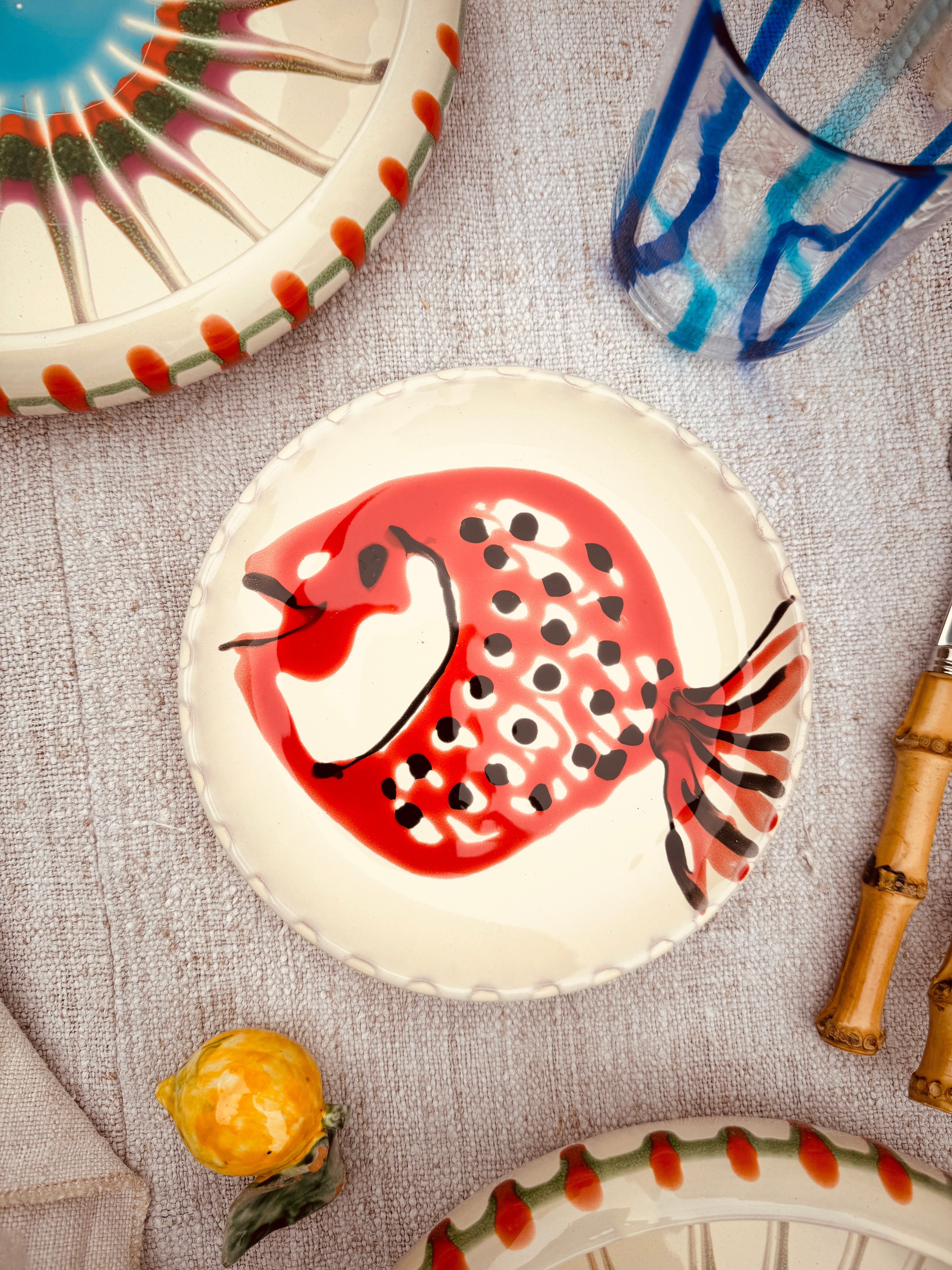 ! UNIKAT!  Brotteller 16cm "IL Pesce Pazzo" Einzelstück