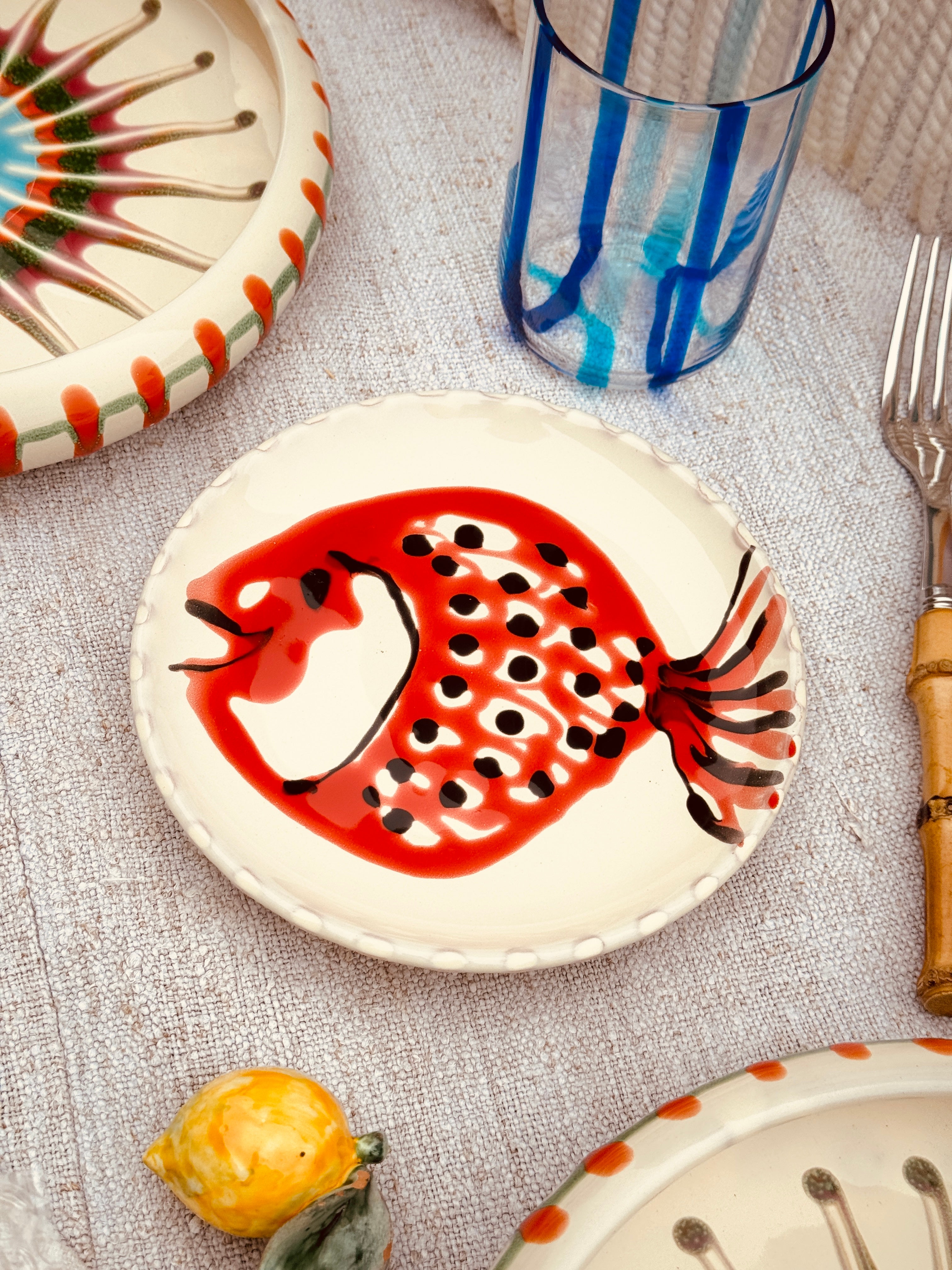 ! UNIKAT!  Brotteller 16cm "IL Pesce Pazzo" Einzelstück