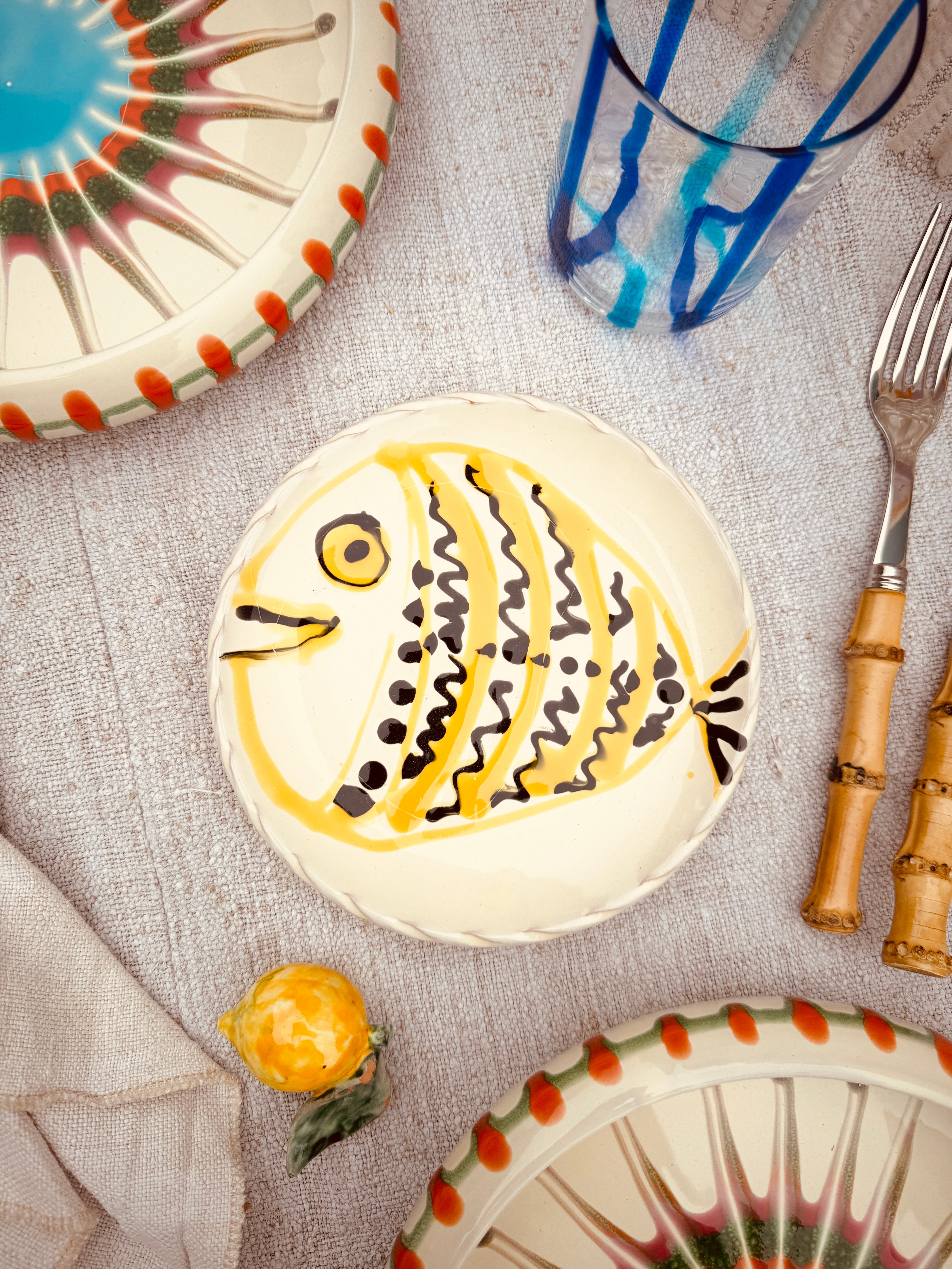 ! UNIKAT!  Brotteller 16cm "IL Pesce Pazzo" Einzelstück