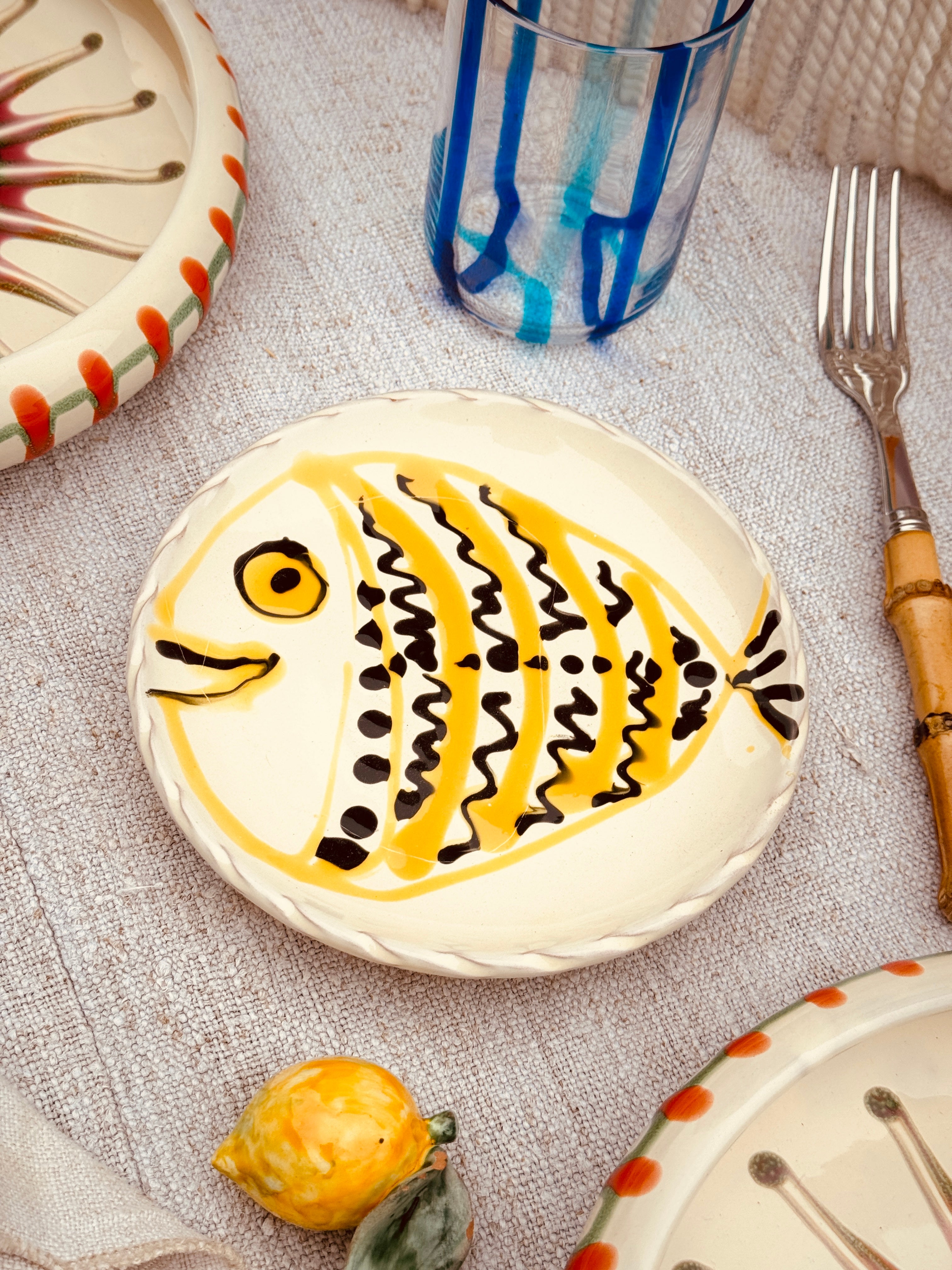 ! UNIKAT!  Brotteller 16cm "IL Pesce Pazzo" Einzelstück